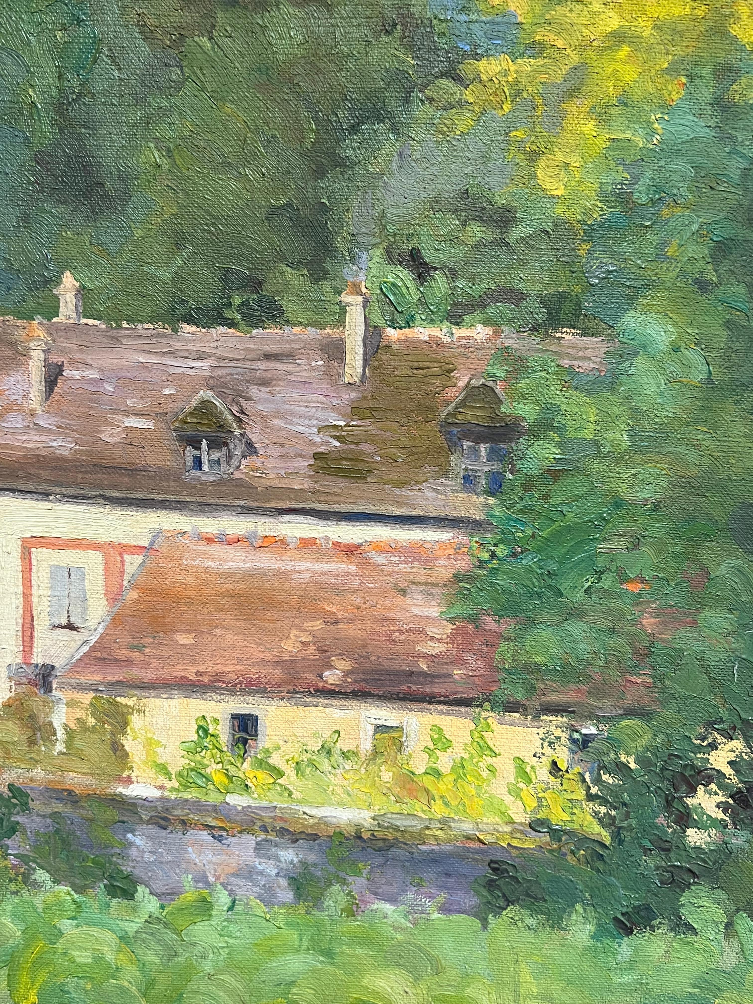 Tranquil Französisches Landhaus, umgeben von üppigem Grün, Mitte des 20. Jahrhunderts, Öl im Angebot 1