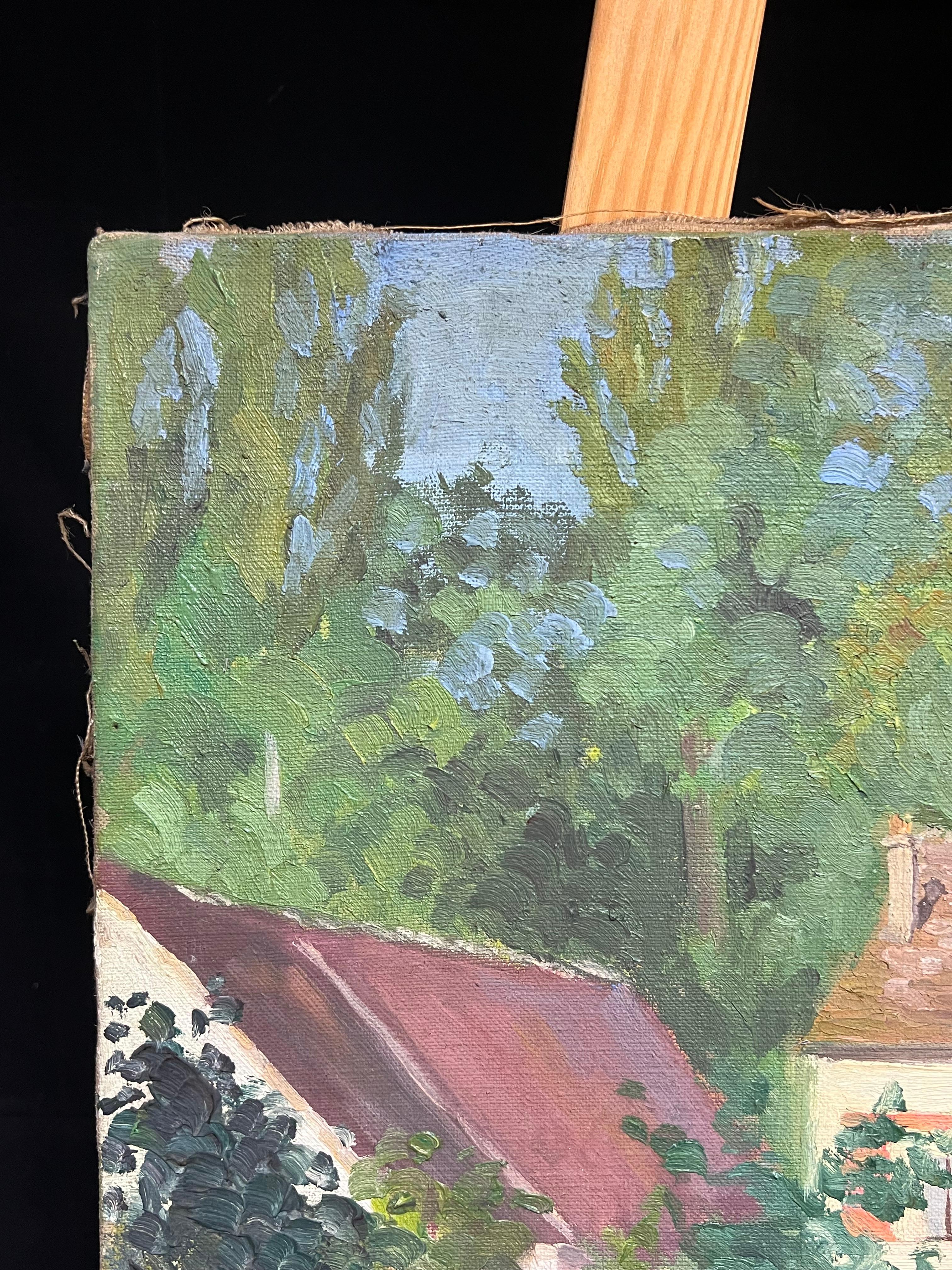 Tranquil Französisches Landhaus, umgeben von üppigem Grün, Mitte des 20. Jahrhunderts, Öl im Angebot 3