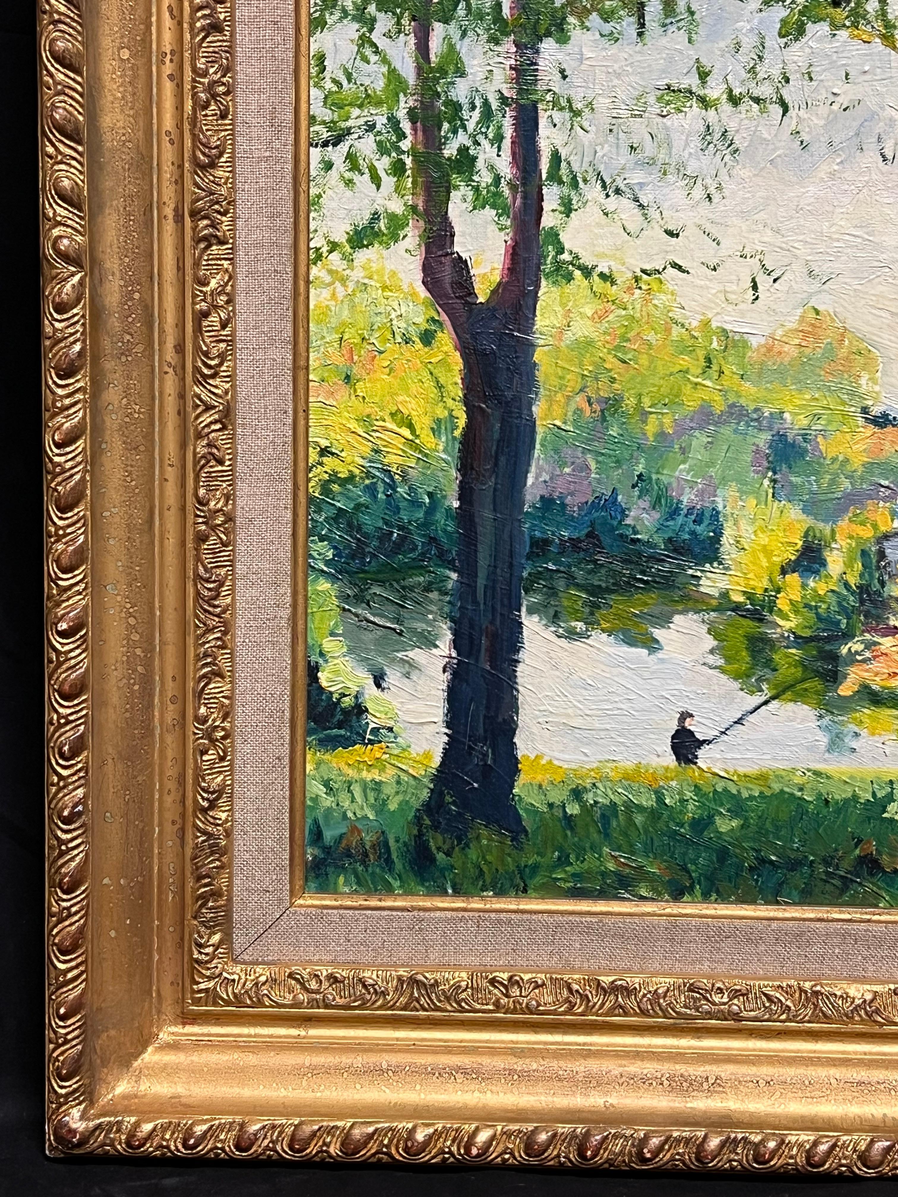 Tranquilo paisaje normando del río Sena en Vernon, cerca de Giverny Óleo impresionista en venta 7