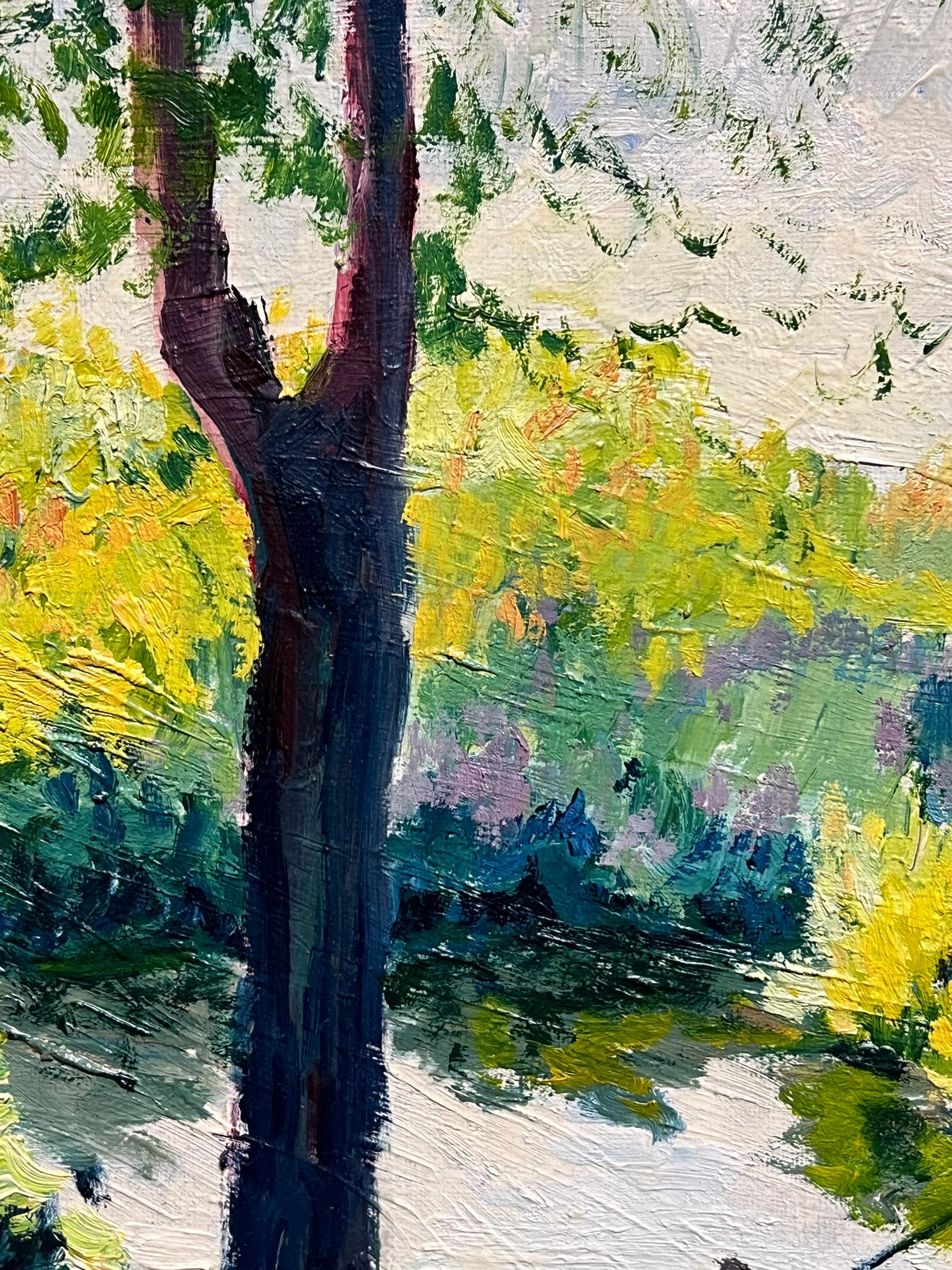 Tranquilo paisaje normando del río Sena en Vernon, cerca de Giverny Óleo impresionista en venta 1