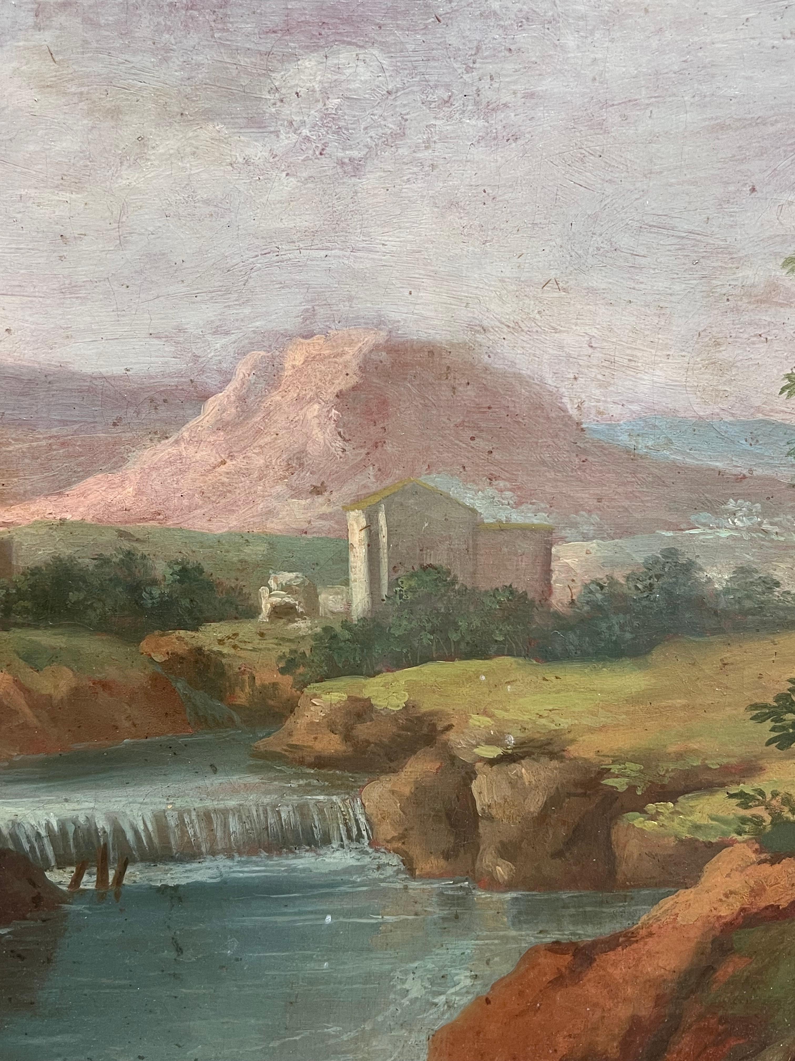 Figura muy grande de paisaje clásico romántico francés del siglo XVIII en vista romana en venta 5