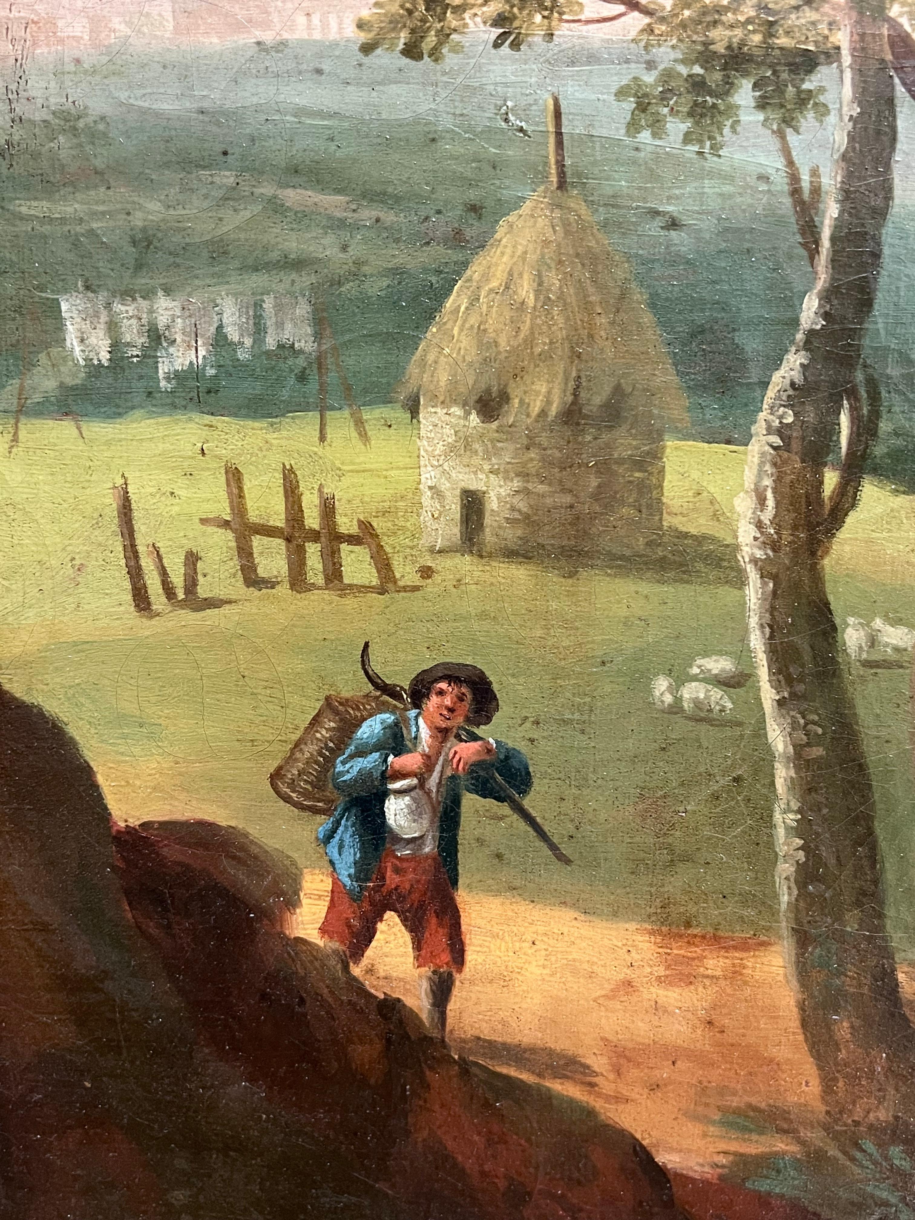 Figura muy grande de paisaje clásico romántico francés del siglo XVIII en vista romana en venta 7