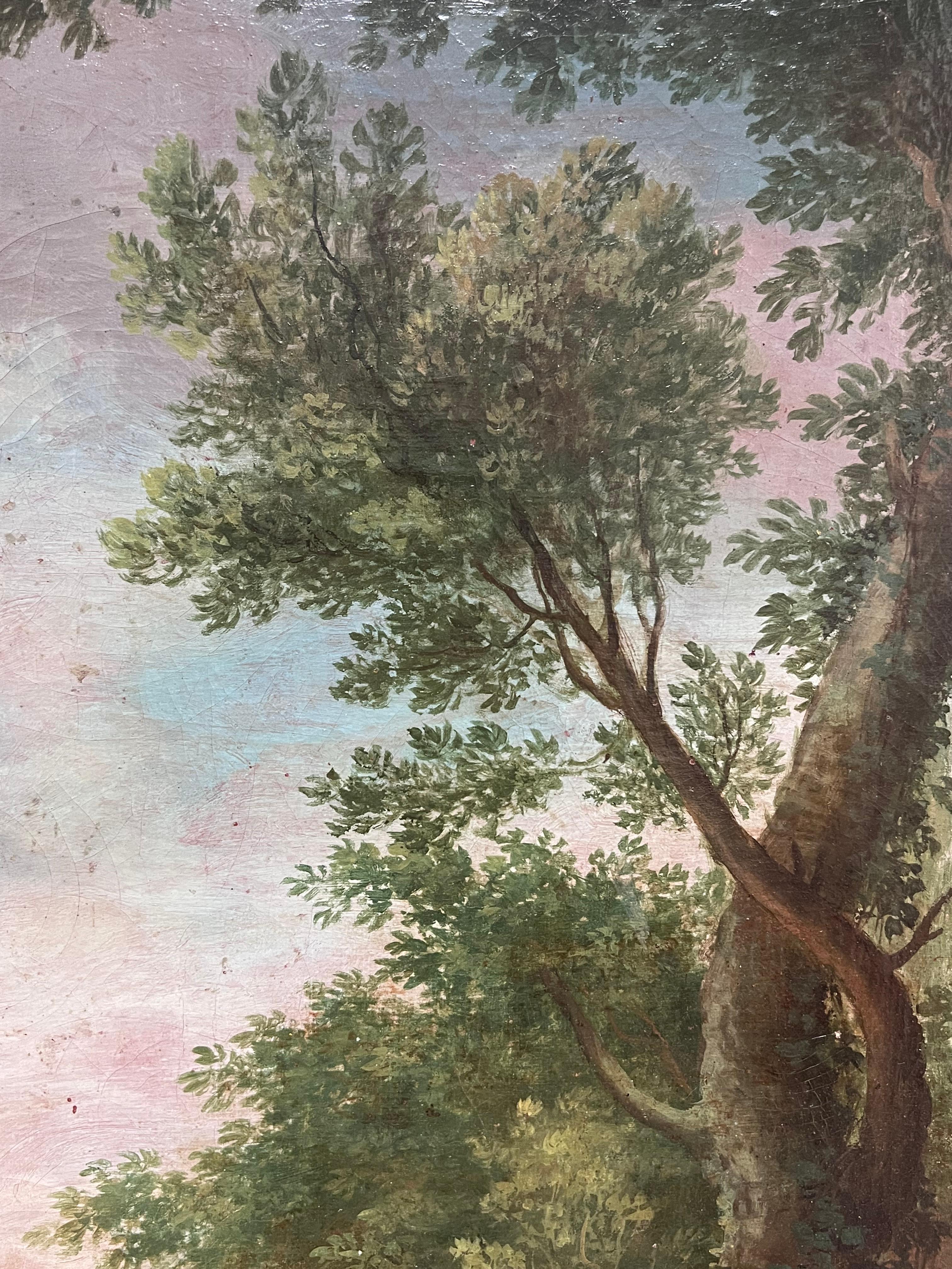 Figura muy grande de paisaje clásico romántico francés del siglo XVIII en vista romana en venta 2