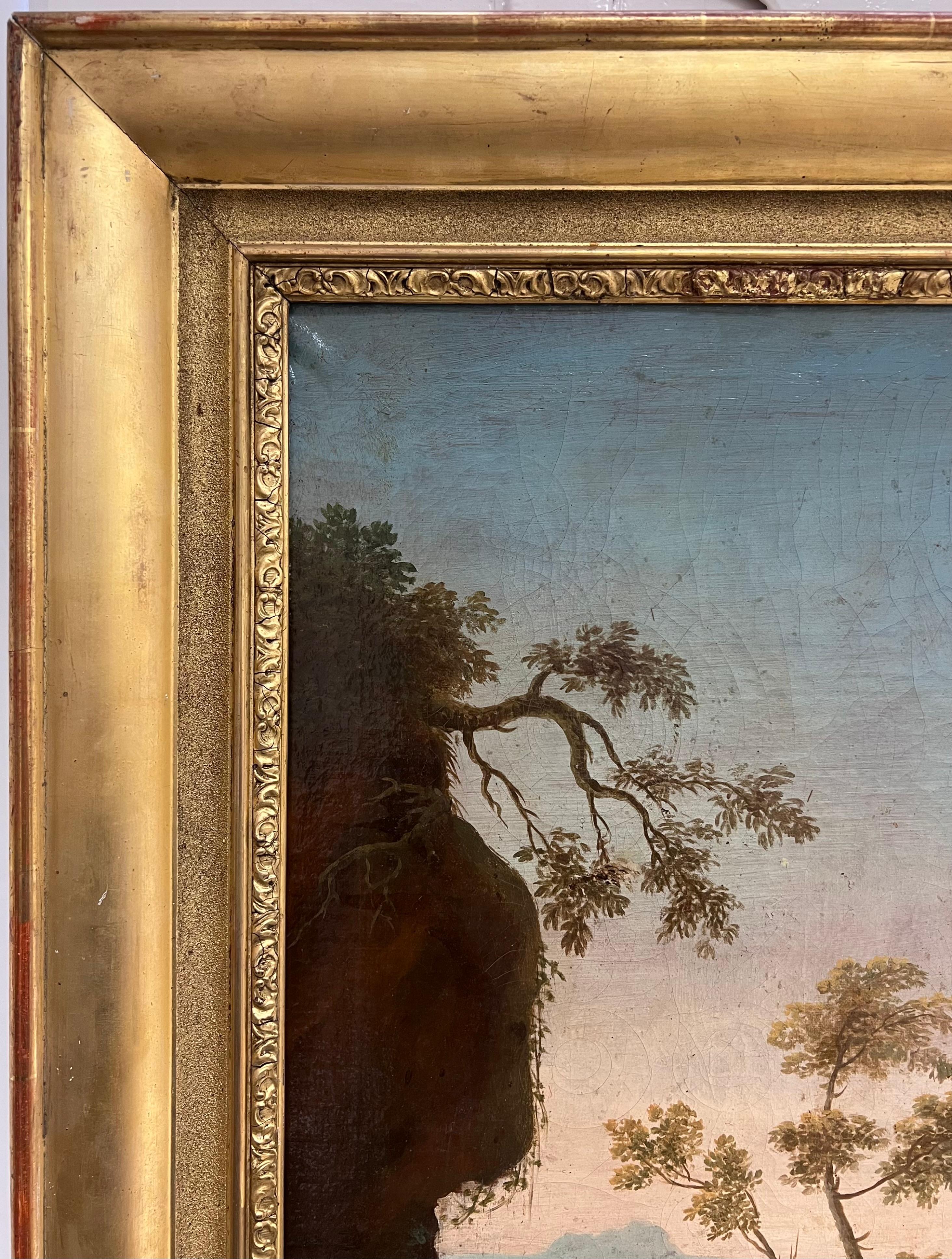 Figura muy grande de paisaje clásico romántico francés del siglo XVIII en vista romana en venta 3