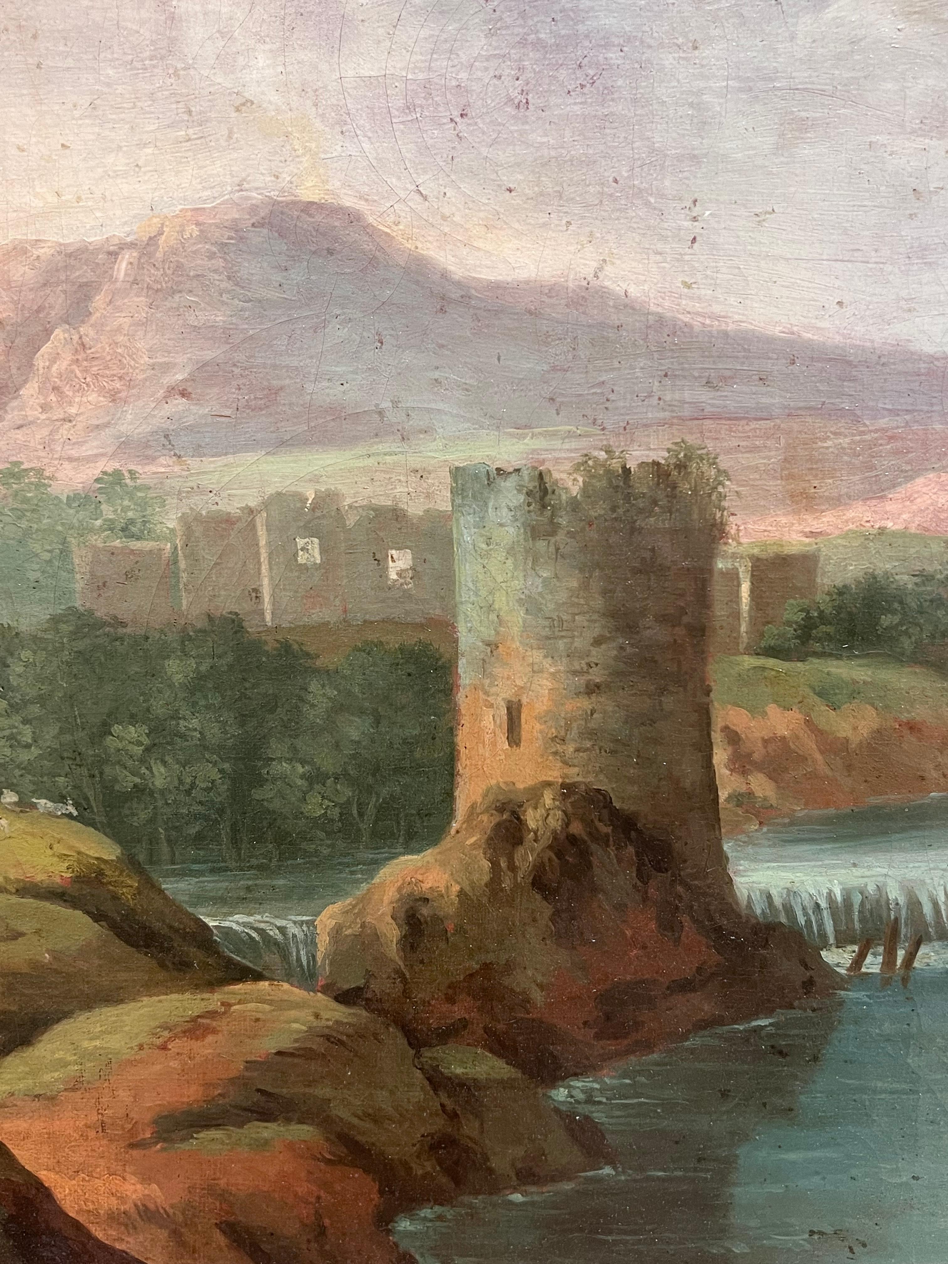 Figura muy grande de paisaje clásico romántico francés del siglo XVIII en vista romana en venta 4