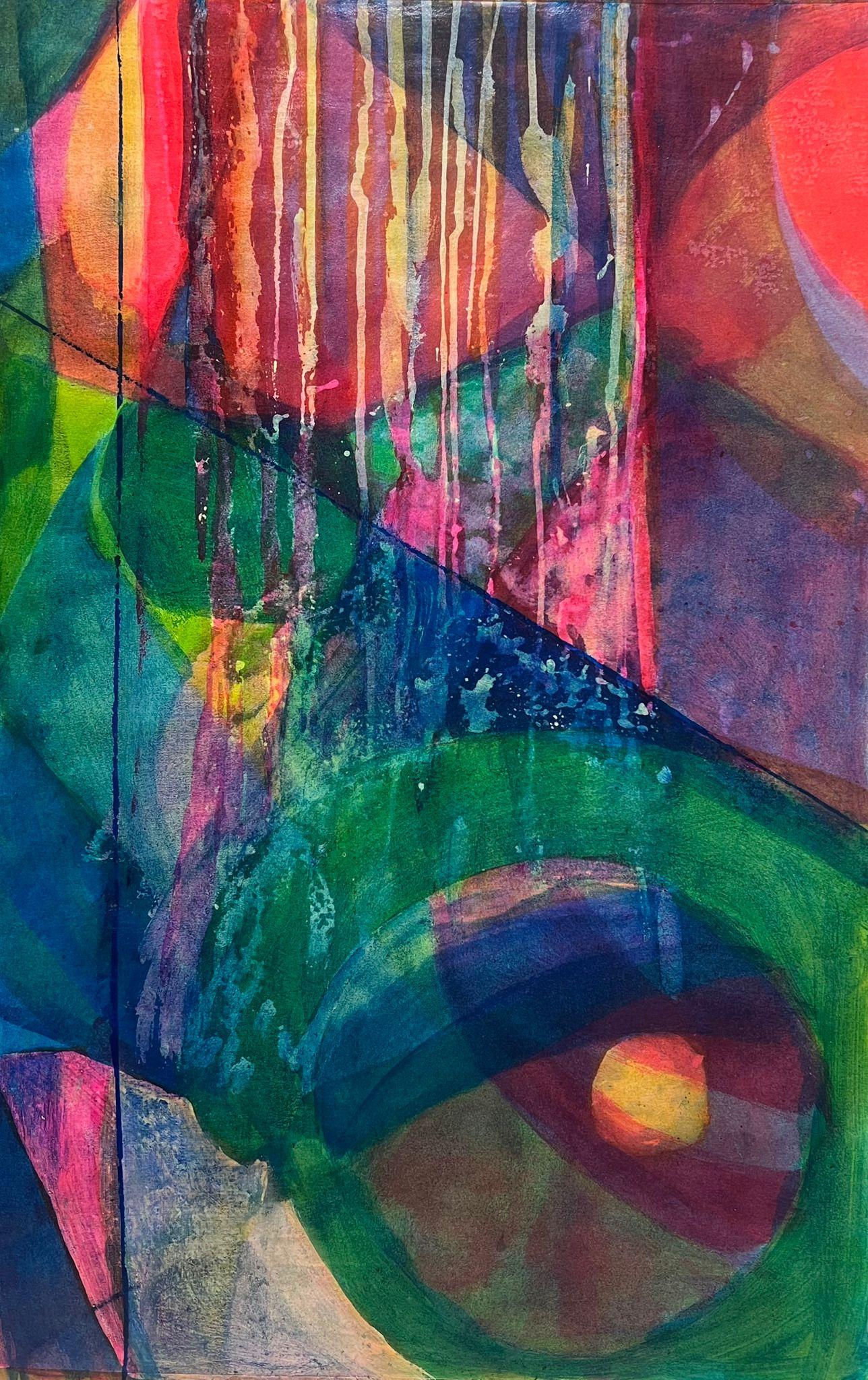 Pittura astratta vibrante con colori riccamente stratificati e forme geometriche audaci - Painting Impressionismo di French School
