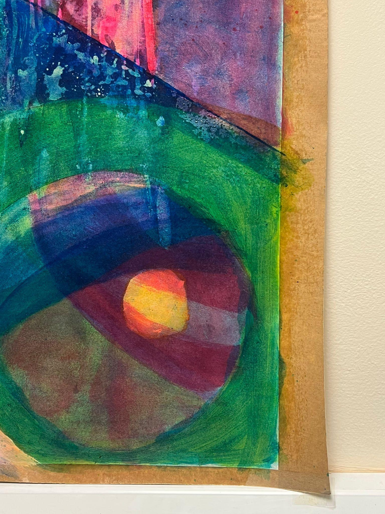 Pittura astratta vibrante con colori riccamente stratificati e forme geometriche audaci - Abstract Painting Nero di French School