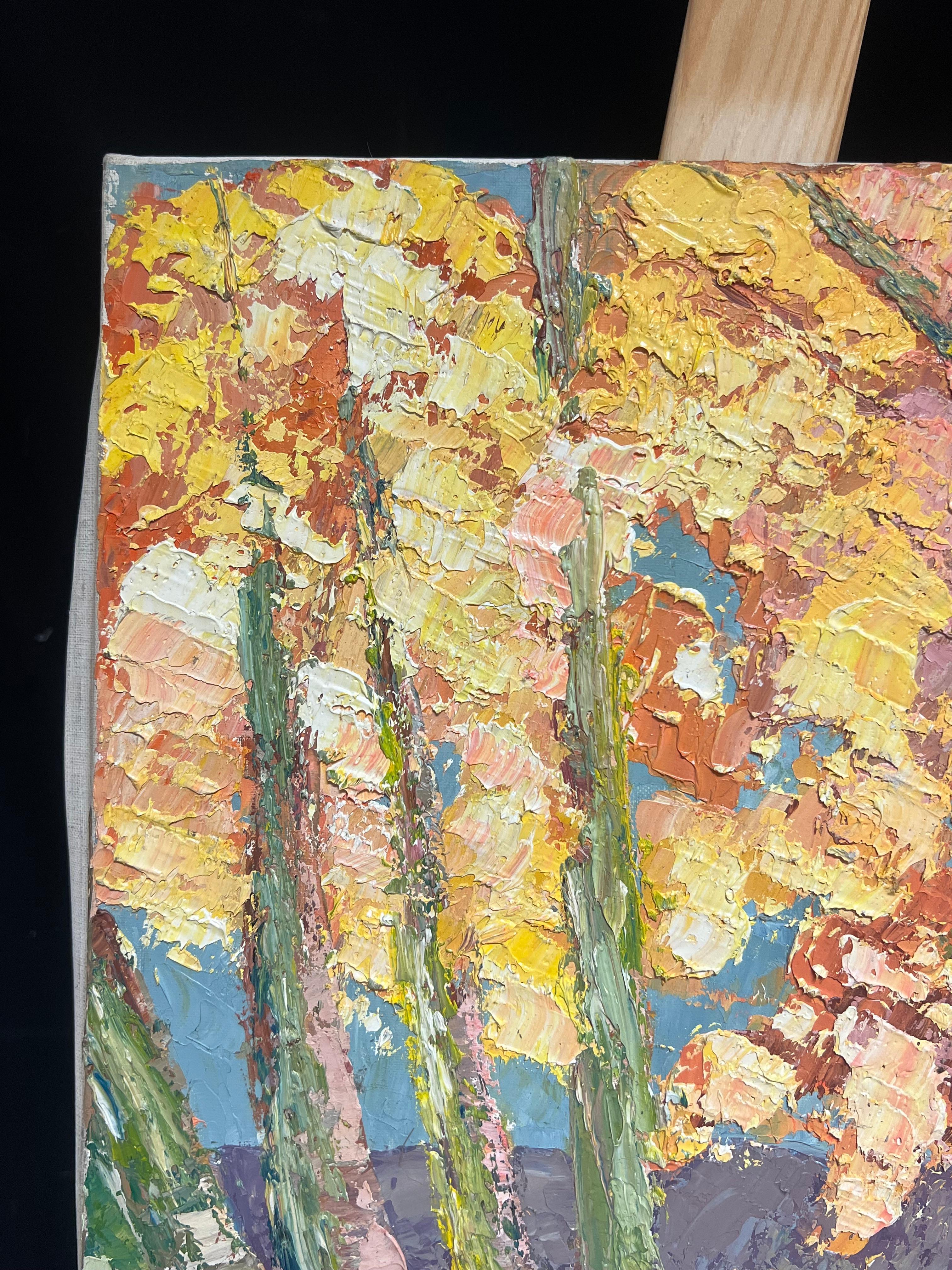 Vibrant Autumn Landscape 1970's French Post-Impressionist Thick Impasto Oil For Sale 9