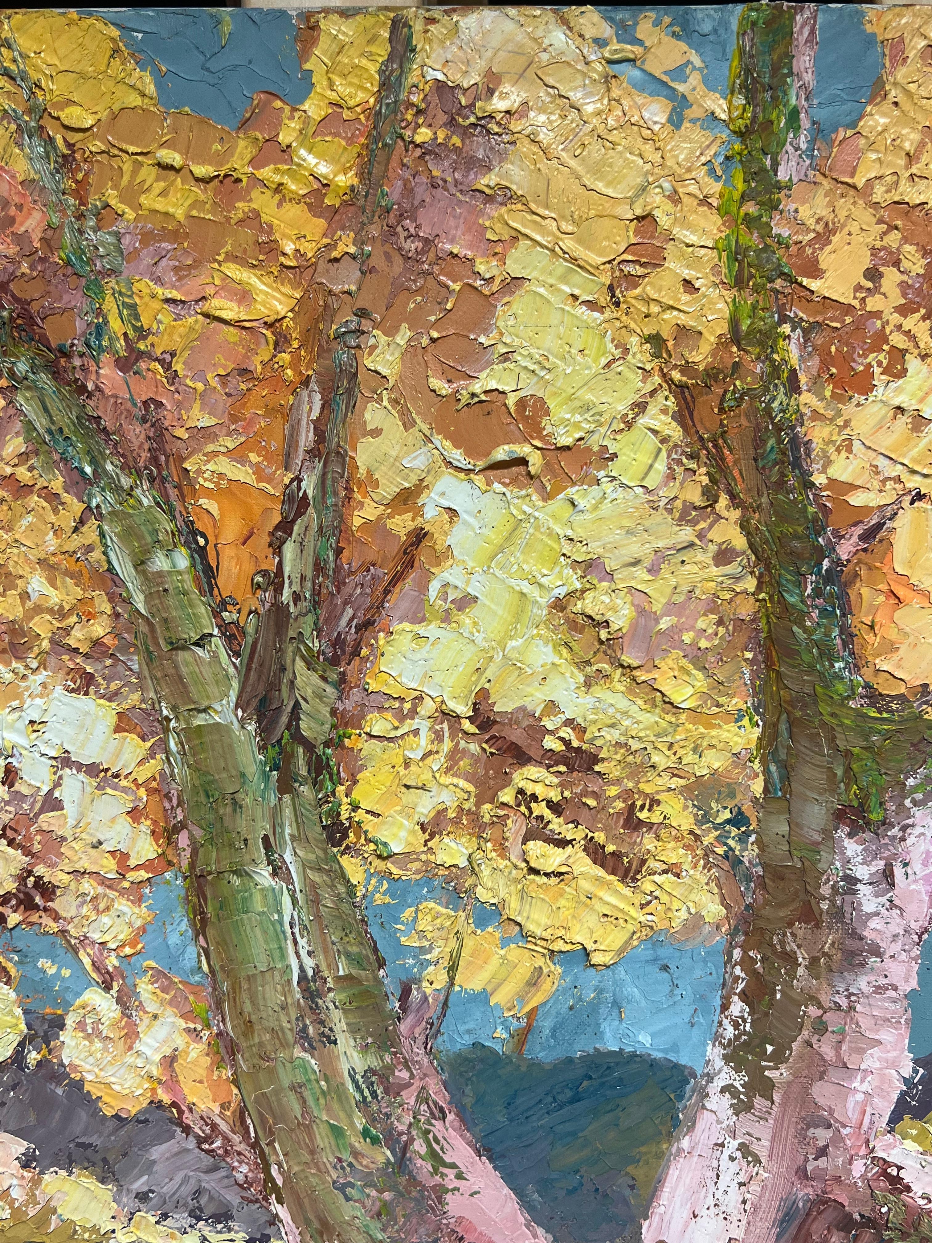 Autumn Landscape
French Post-Impressionist, 1977
signed oil on canvas, unframed
Canvas : 18 x 22 inches
Provenance: private collection, Paris
Condition: very good condition

Description:
This stunning oil painting by J. Bredèche captures the vivid