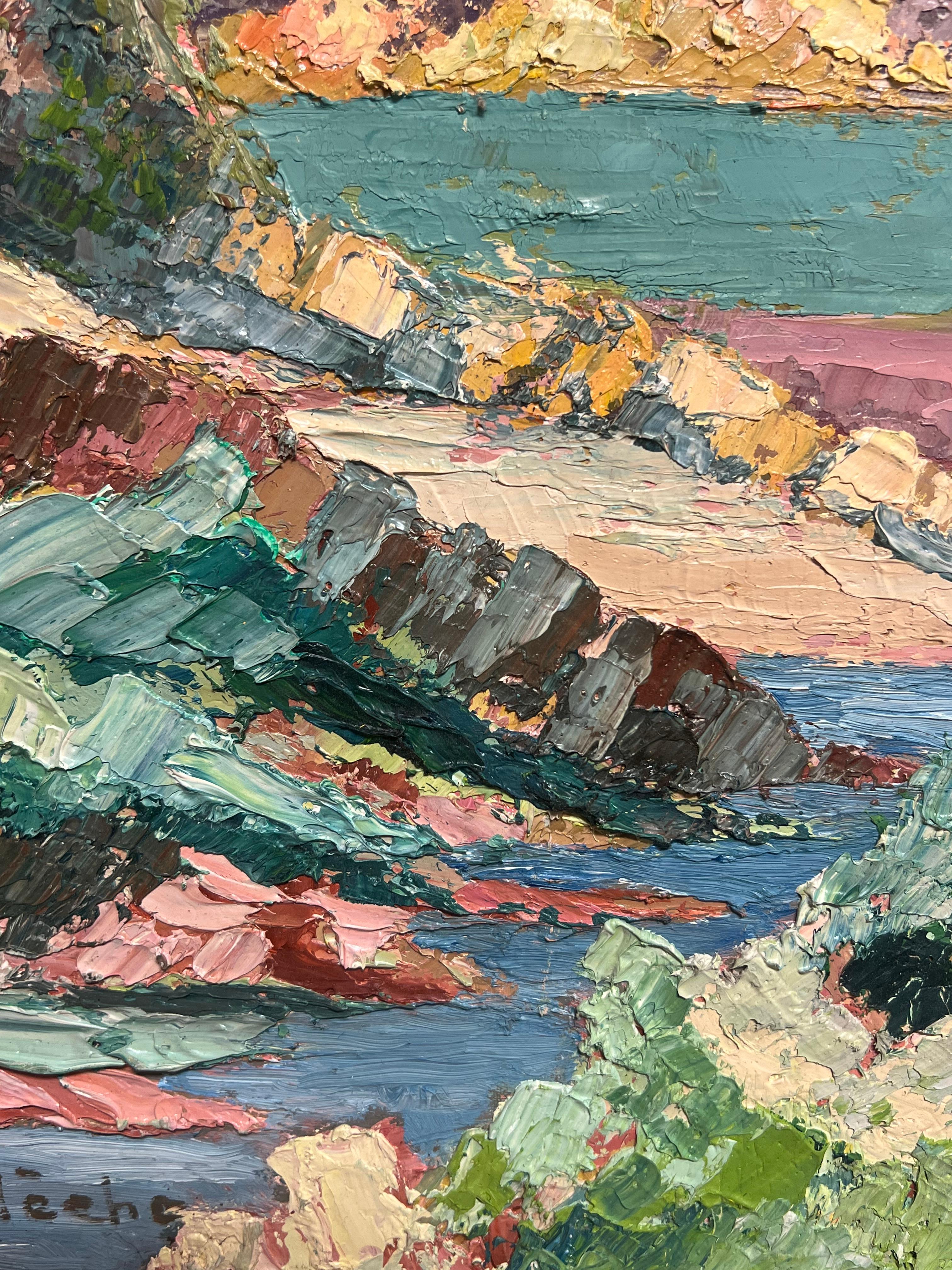 Vibrant Autumn Landscape 1970's French Post-Impressionist Thick Impasto Oil For Sale 5