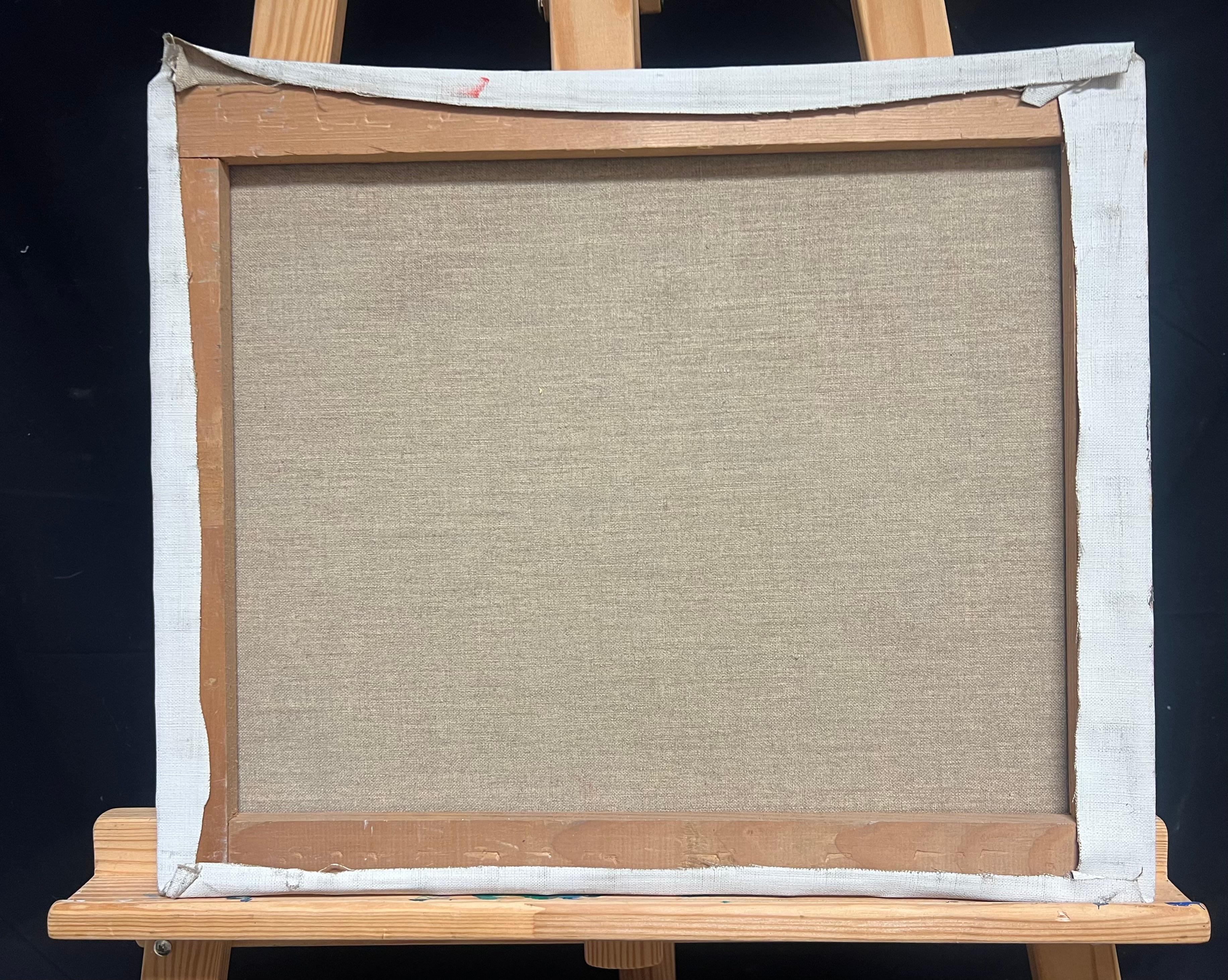 Lebendiger Sonnenuntergang über Wasser Rot Orange Gelb Impressionist Ölgemälde 1970er Jahre im Angebot 3