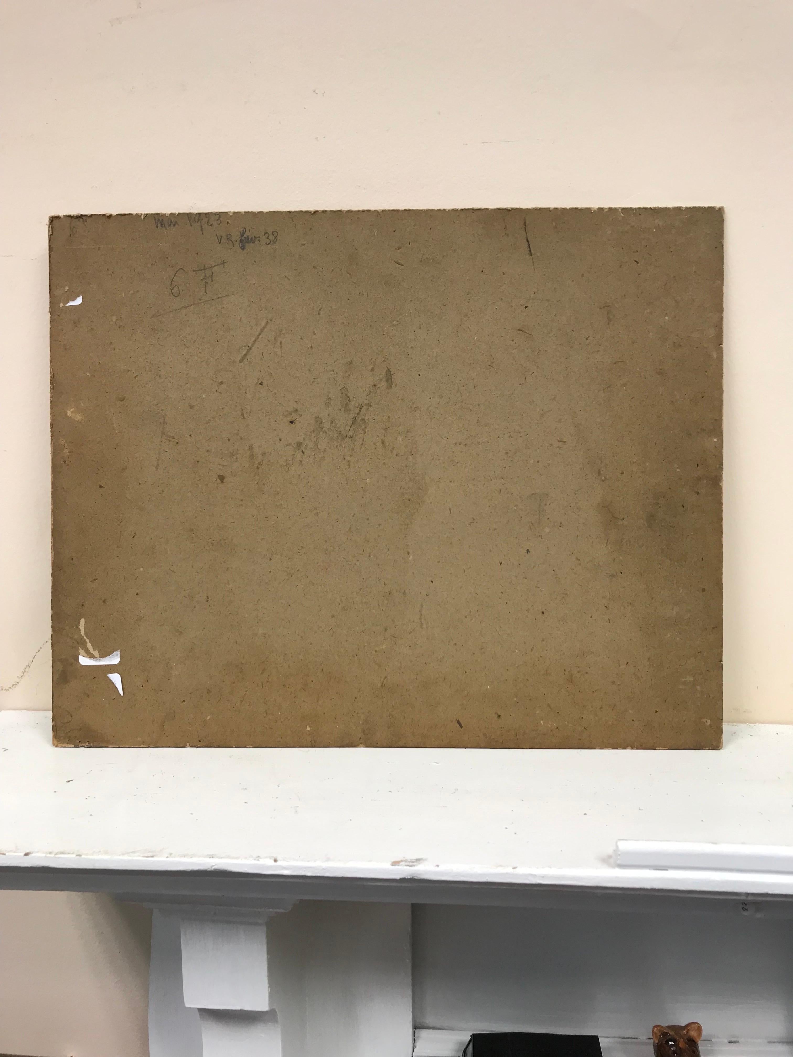 Vintage Mid 20th Century French Signed Pintura al óleo Rosas rosas en jarrón y libros en venta 2