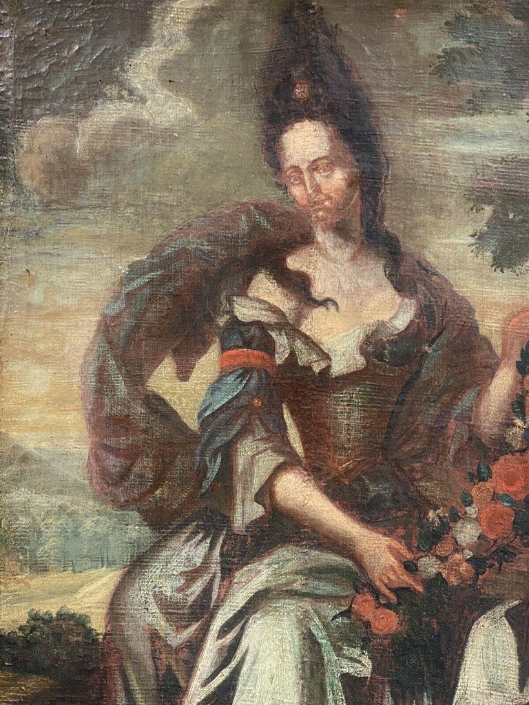 17th CENTURY FRENCH OLD MASTER OIL TO RESTORE - CLASSICAL LADY IN LANDSCAPE - Old Masters Painting by French School