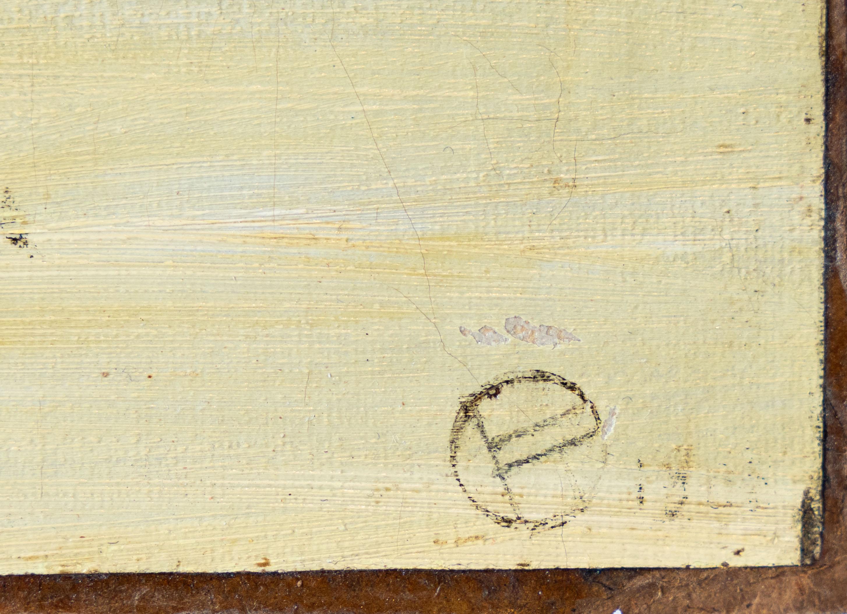 Carrozza con cavallo, vista aerea, Scuola francese dei primi del Novecento con monogramma in vendita 3