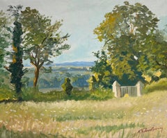 Sunlit Meadow Landscape La Ferlanderie August 1944 Impressionist Oil Painting