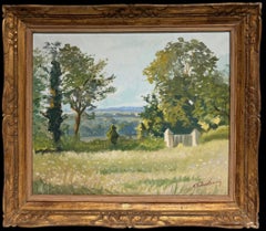 Sunlit Meadow Landscape La Ferlanderie August 1944 Impressionist Oil Painting