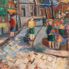 'Flower Market, Montmartre with a View of ‎Sacré-Cœur', Paris Cityscape, France
