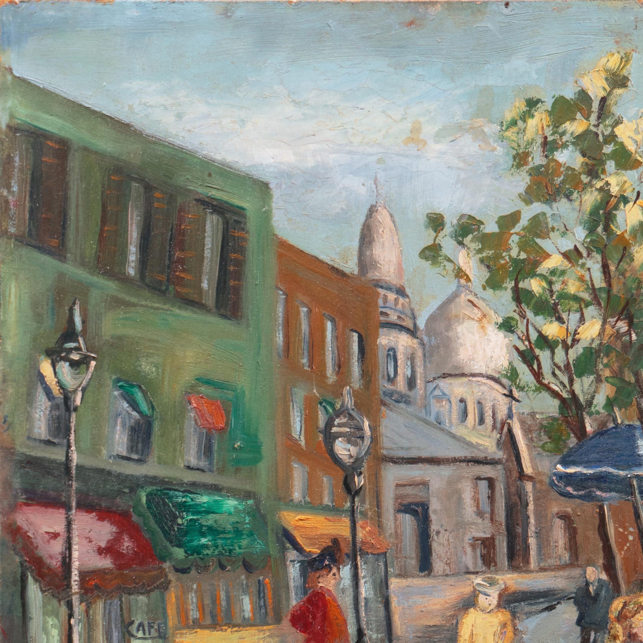 Mercato dei fiori, Montmartre con vista sul Sacré-Cœur', Parigi Cityscape, Francia in vendita 1