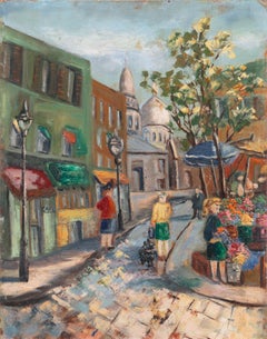 Marché aux fleurs, Montmartre avec vue sur le Sacré-Cœur', Paris Cityscape, France