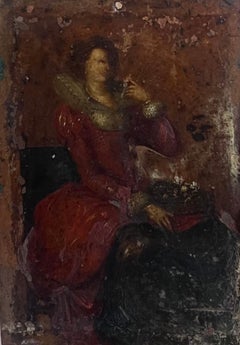 Óleo francés del siglo XVIII sobre cobre Retrato de dama noble