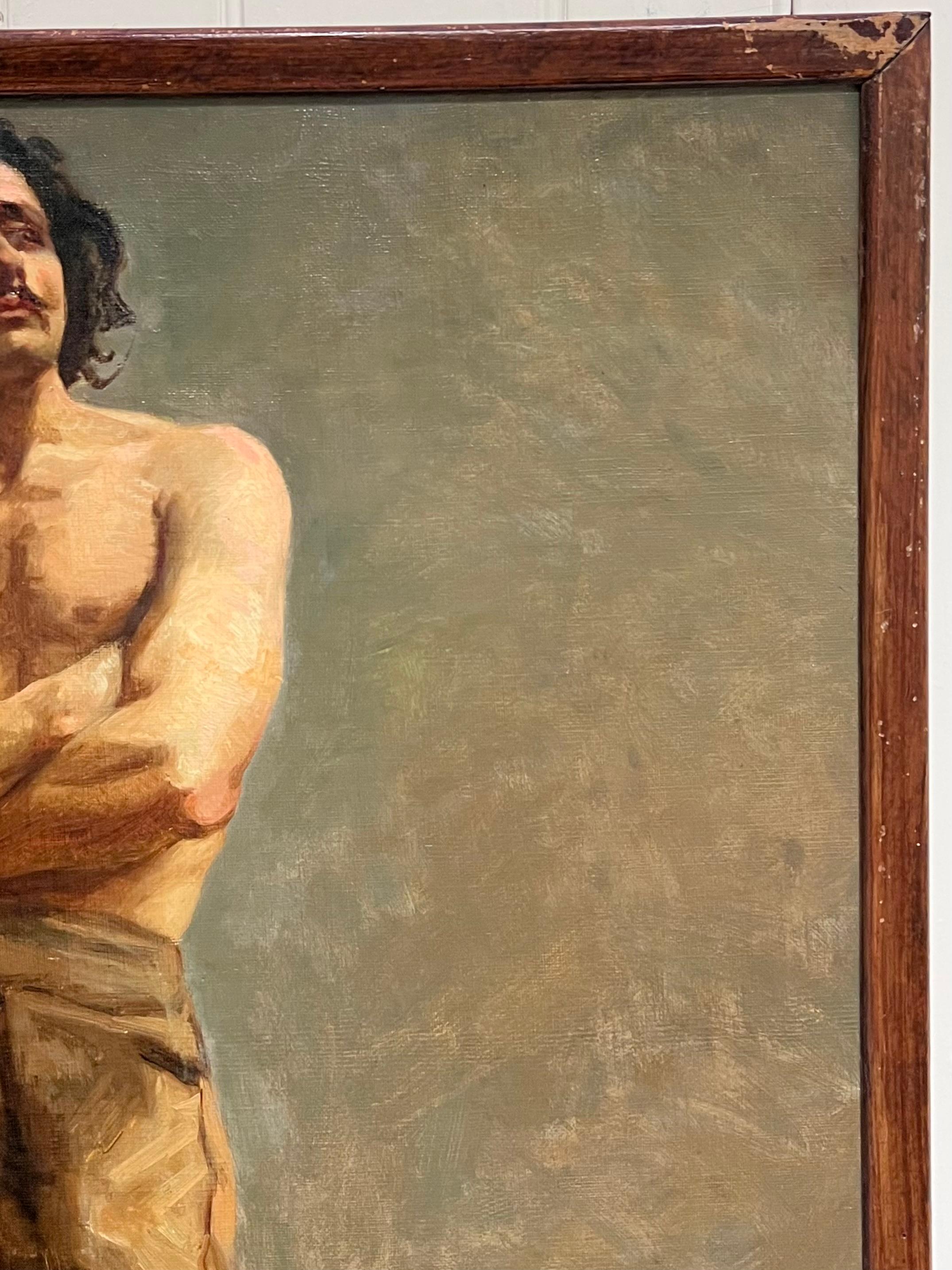 Il modello degli artisti
Scuola francese, fine del XIX secolo
dipinto a olio su tela, incorniciato
incorniciato: 30 x 24 pollici
tela: 29 x 23 pollici
condizioni: ottime
provenienza: collezione privata, Parigi

Stupendo dipinto accademico francese