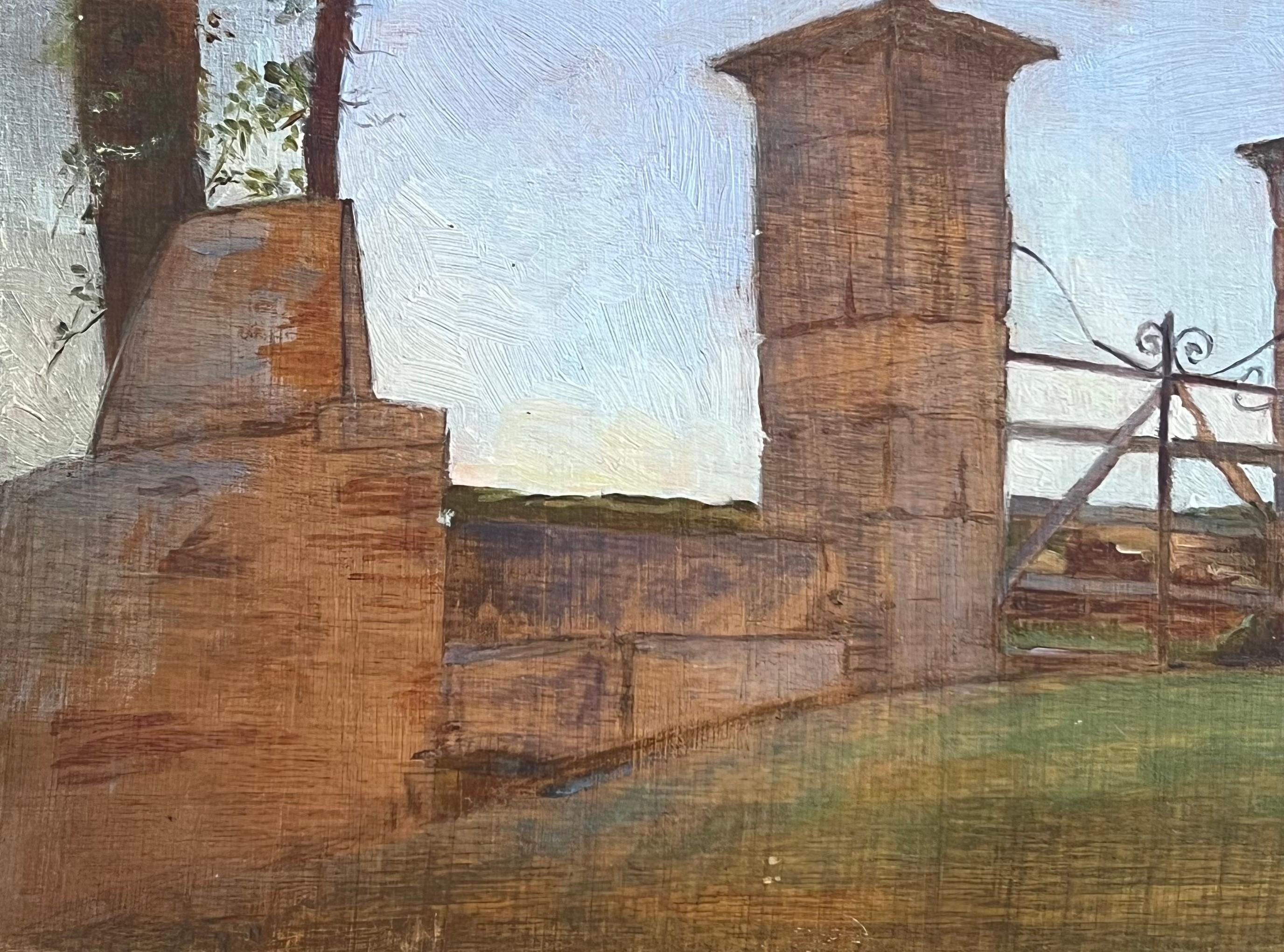 Französische Ölgemäldestudie des frühen 20. Jahrhunderts, Studie der Eingangstore des Chateau Parks (Impressionismus), Painting, von French School