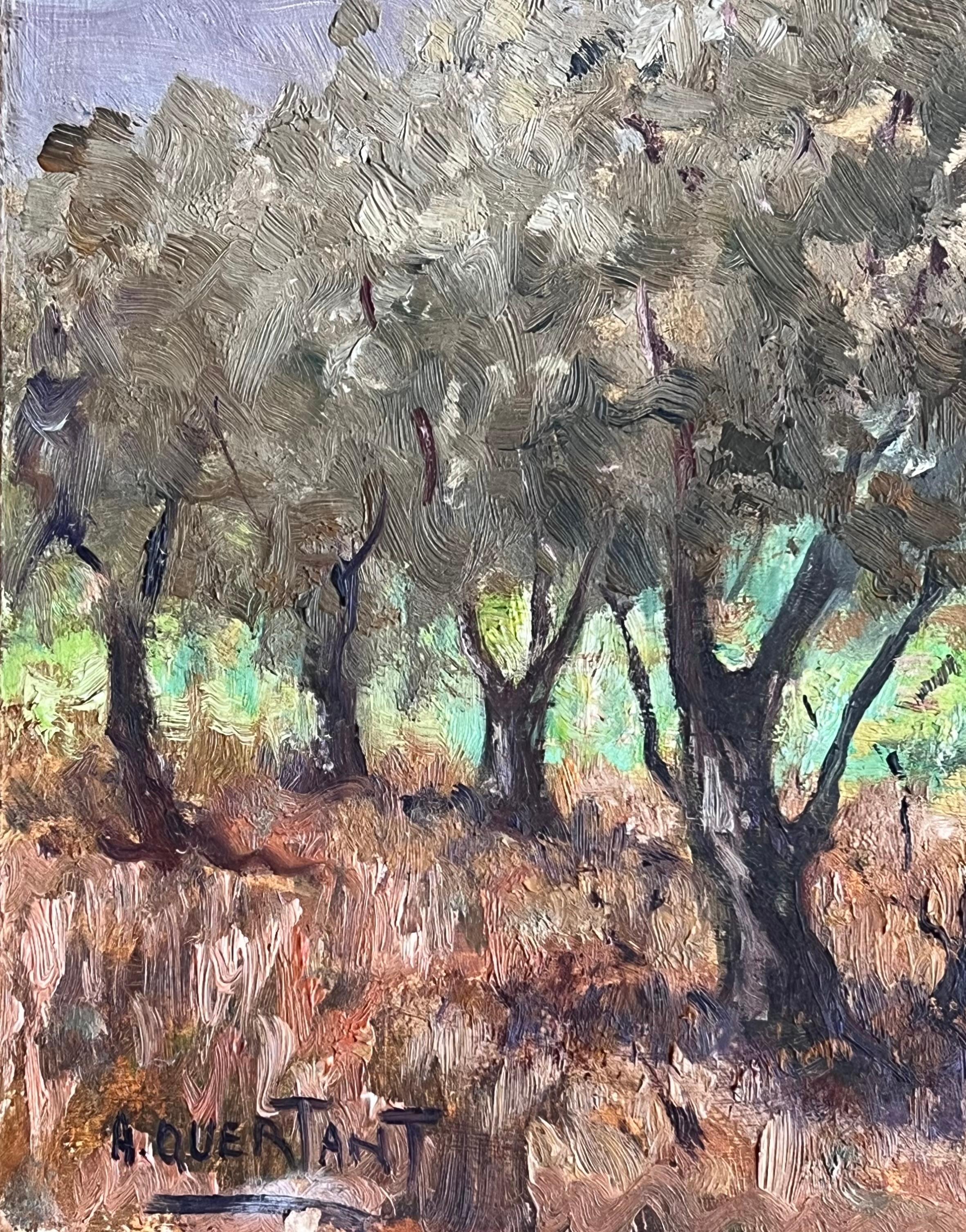 Mid 20th Century French Impressionist Signed Oil Painting Stone Cottage Provence For Sale 2
