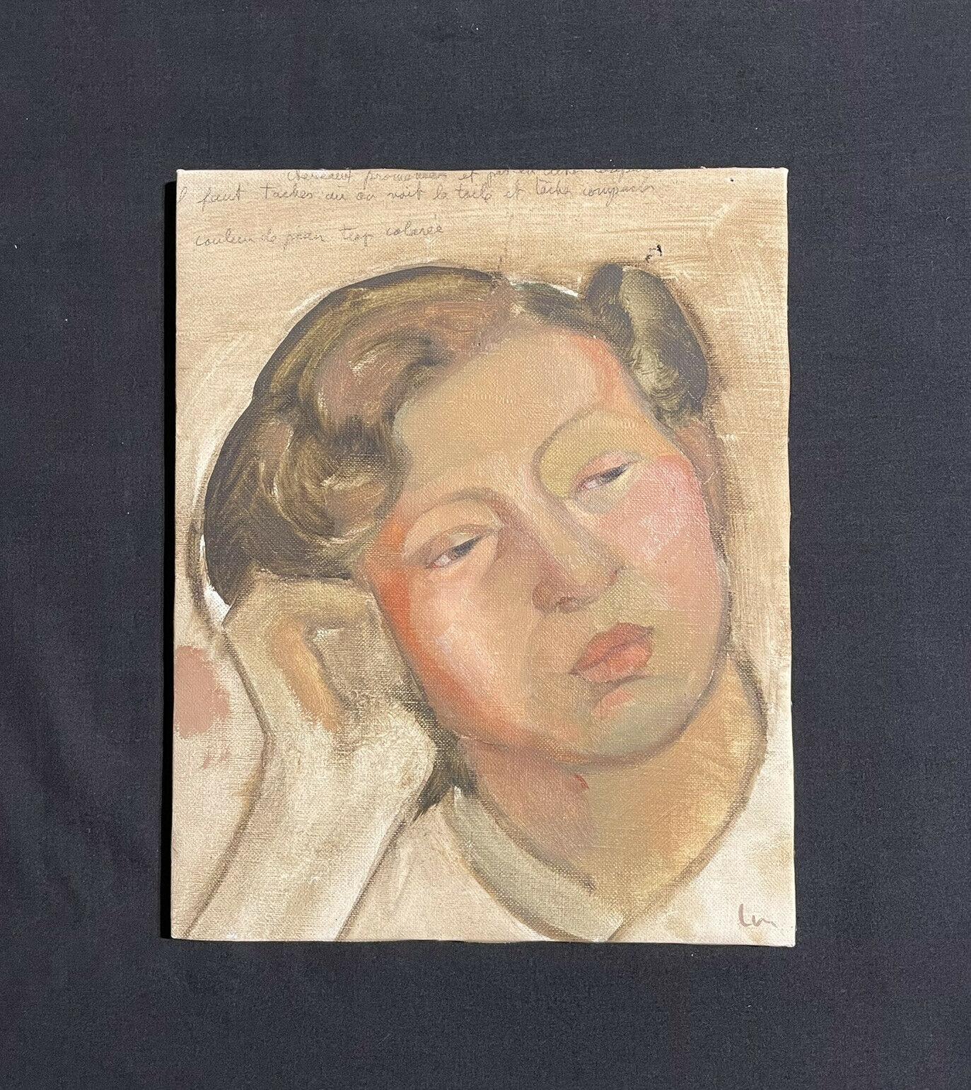NO RESERVE AUCTION!

Artist/ School: French School, mid 20th century

Title: Head and Shoulders portrait of a young Lady.

Medium:  oil painting on canvas laid to board , unframed.

Size:      painting: 11.75 x 9.5 inches

Provenance: private