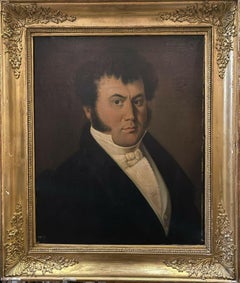 1820's French Empire Period Portrait of a Dapper Young Gentleman - Large Oil