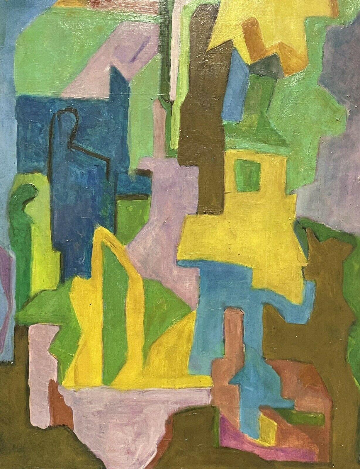 Huge 1950's French Cubist Abstract Composition Oil Painting on Canvas 3