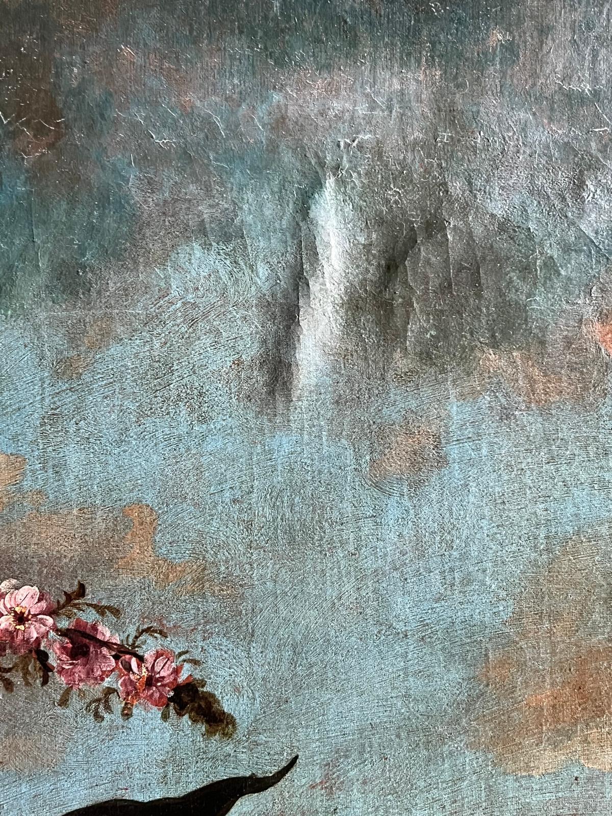 Siglo XVIII Enorme bodegón floral Pintura al óleo que representa un ramo Urna adornada en venta 1