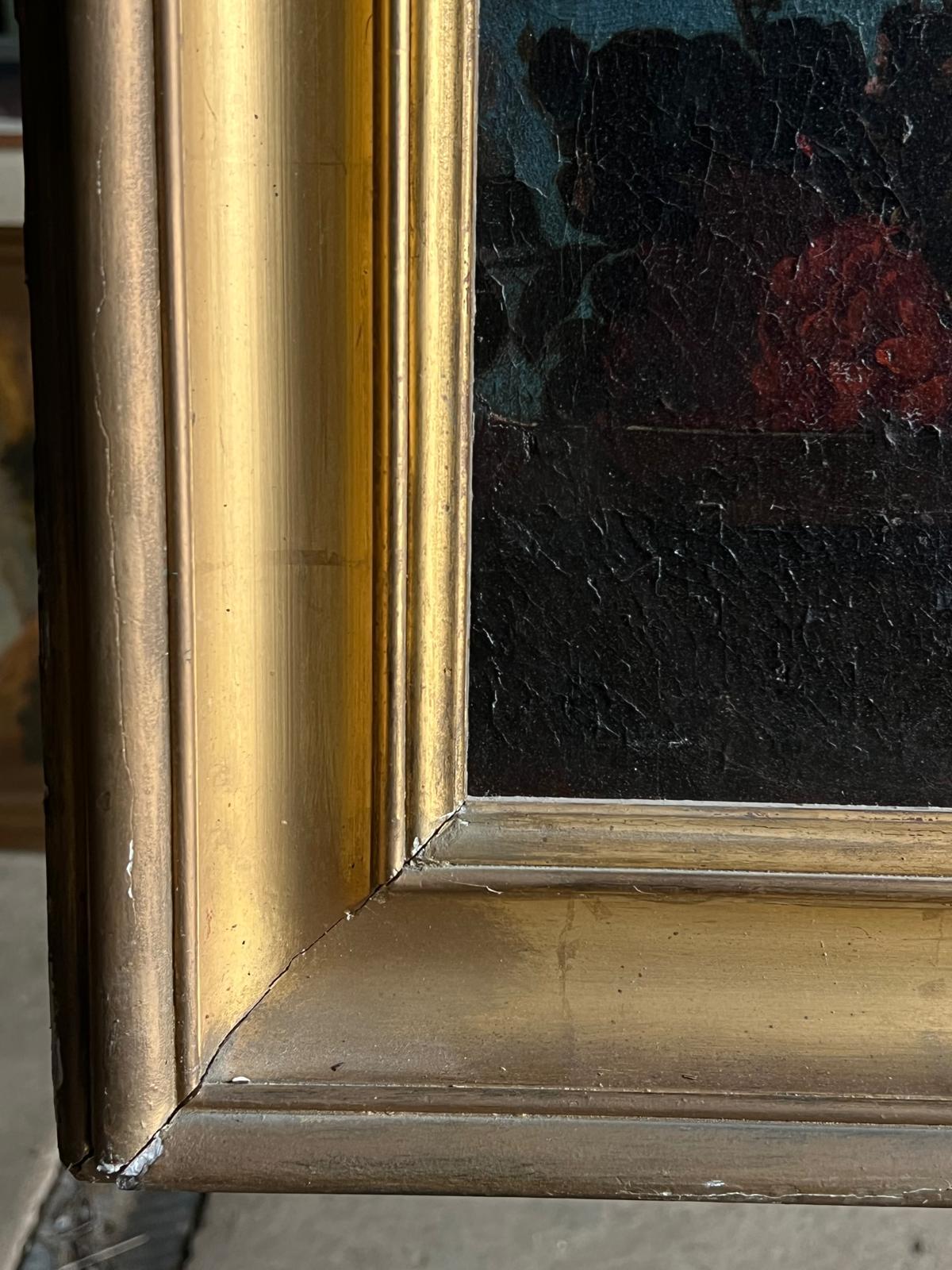 Siglo XVIII Enorme bodegón floral Pintura al óleo que representa un ramo Urna adornada en venta 2
