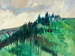 Olio espressionista francese del 1950 Greene & Greene Forest Landscape Olio su tela