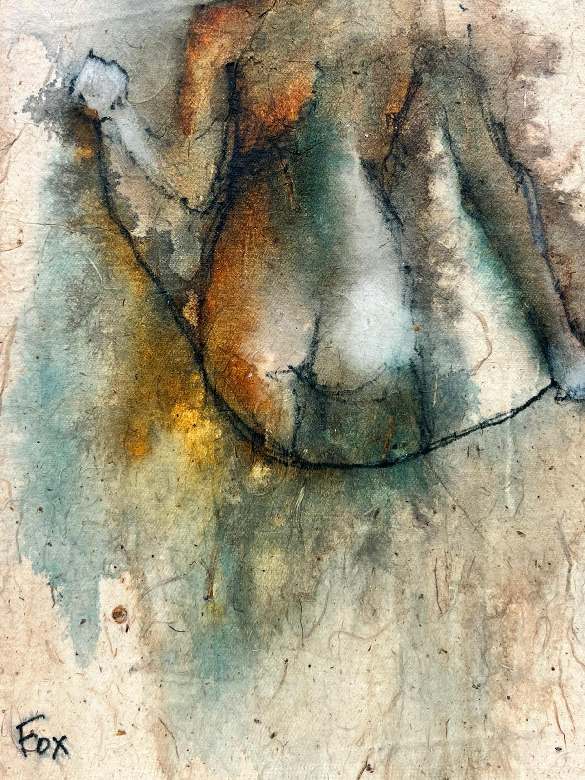 Peinture française contemporaine d'une femme nue peinte de belles textures  - Moderne Painting par French School