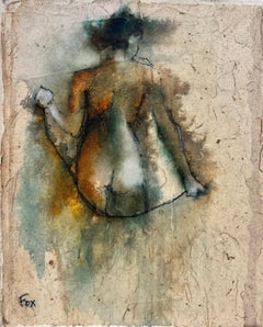Pittura francese contemporanea di nudo di donna con bellissime texture