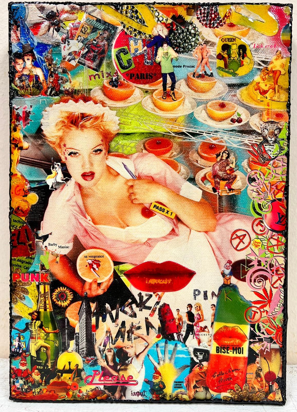 Obra de Arte Contemporáneo Pop Art Francés Desnudo Collage - Painting de French School