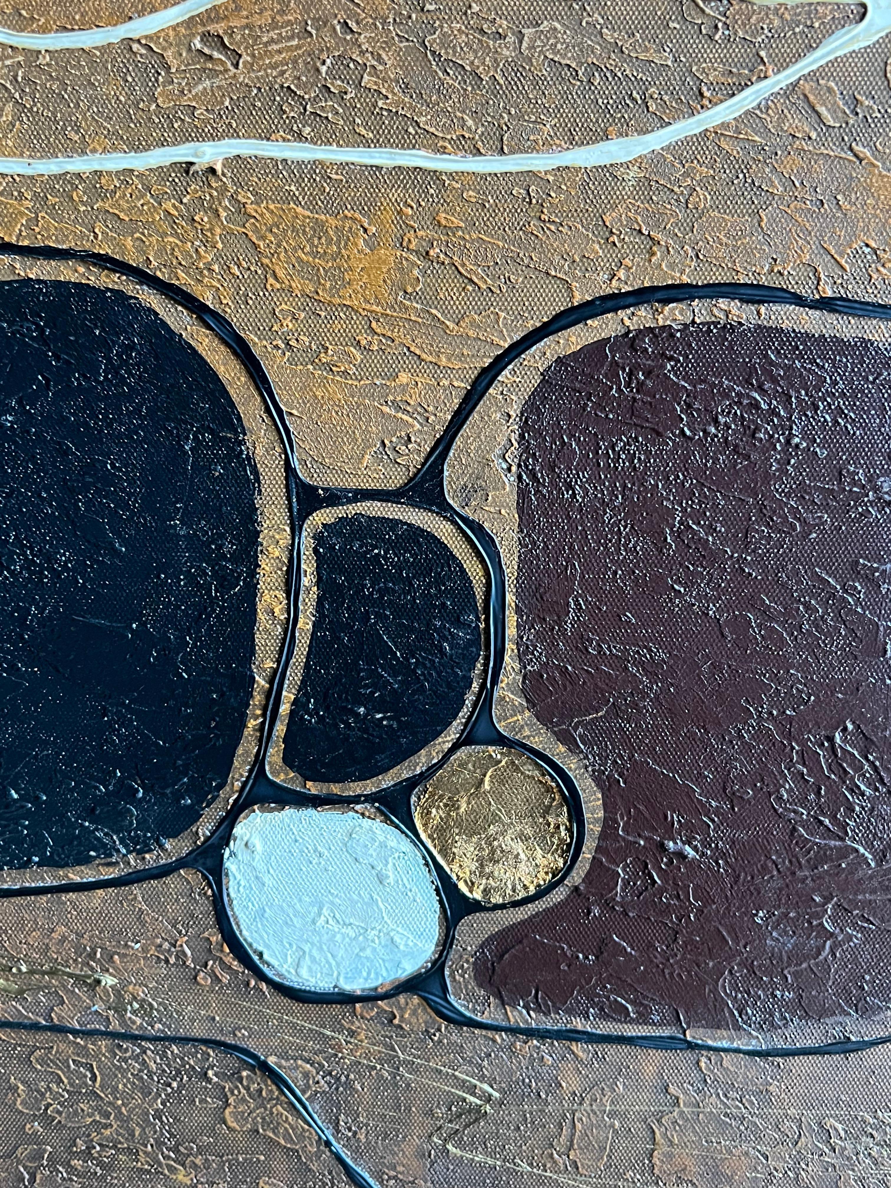 Huge Contemporary Abstract Landscape with Gold Brown Earth Tones Oil Painting For Sale 1
