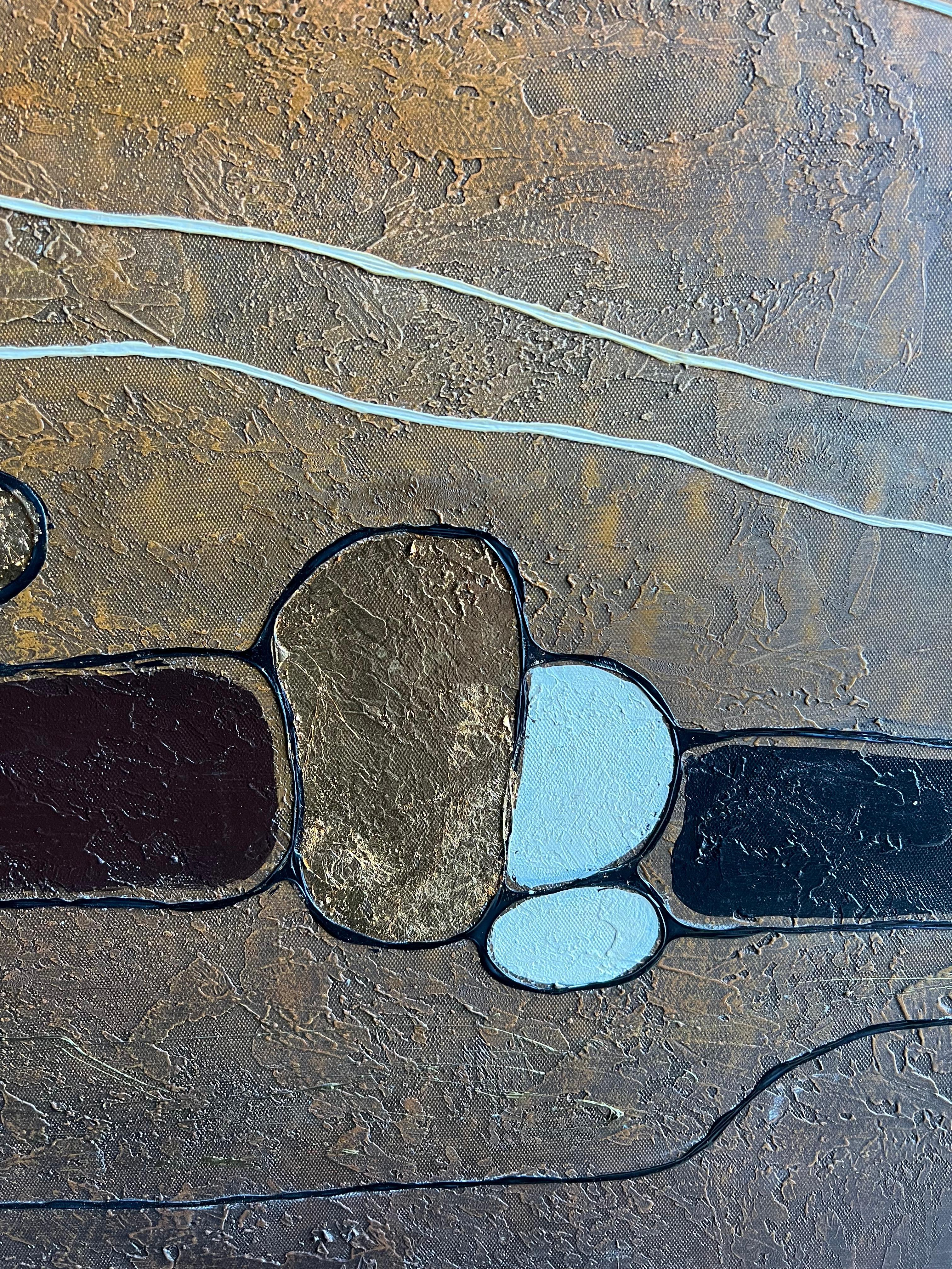 Huge Contemporary Abstract Landscape with Gold Brown Earth Tones Oil Painting For Sale 3