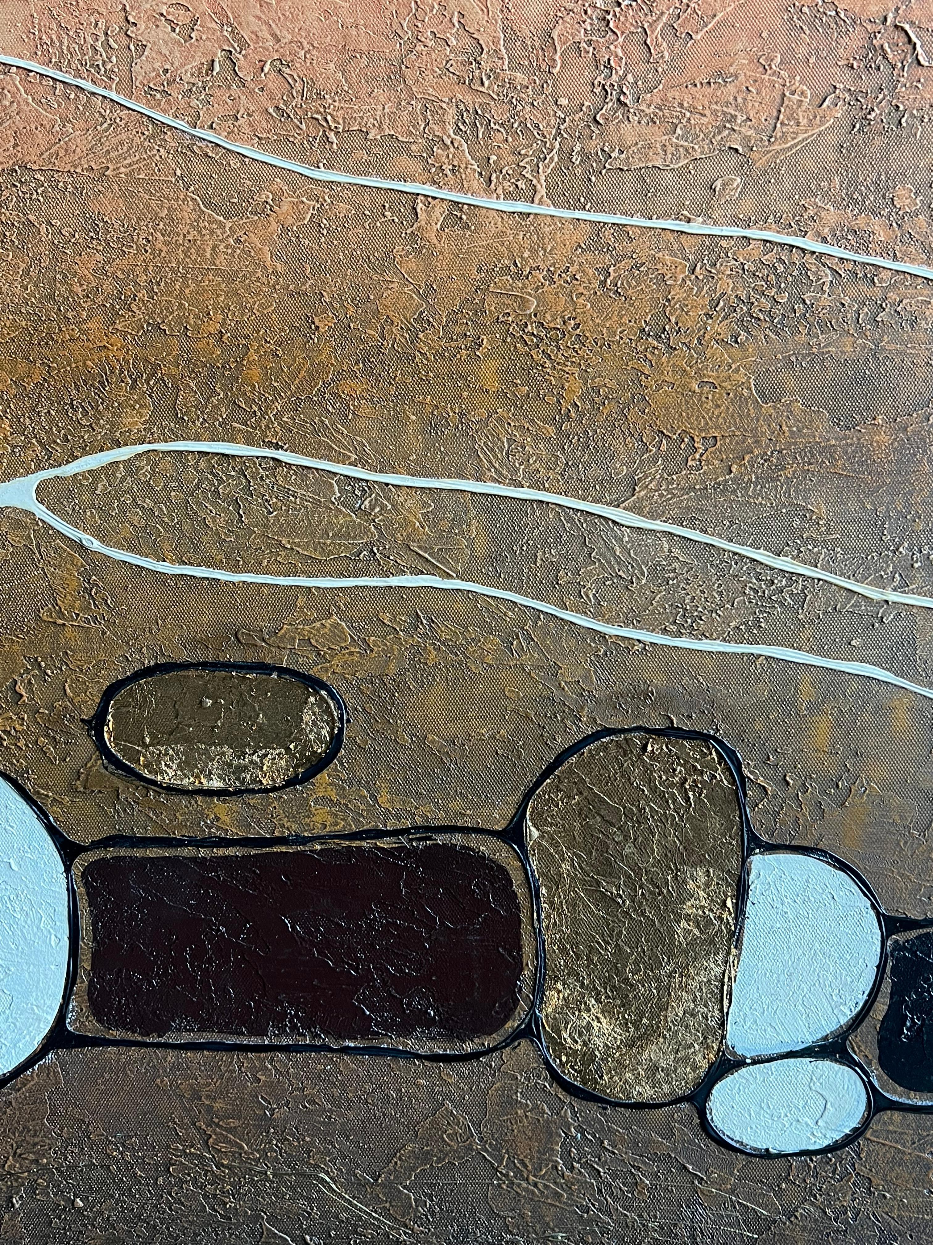 Huge Contemporary Abstract Landscape with Gold Brown Earth Tones Oil Painting For Sale 4