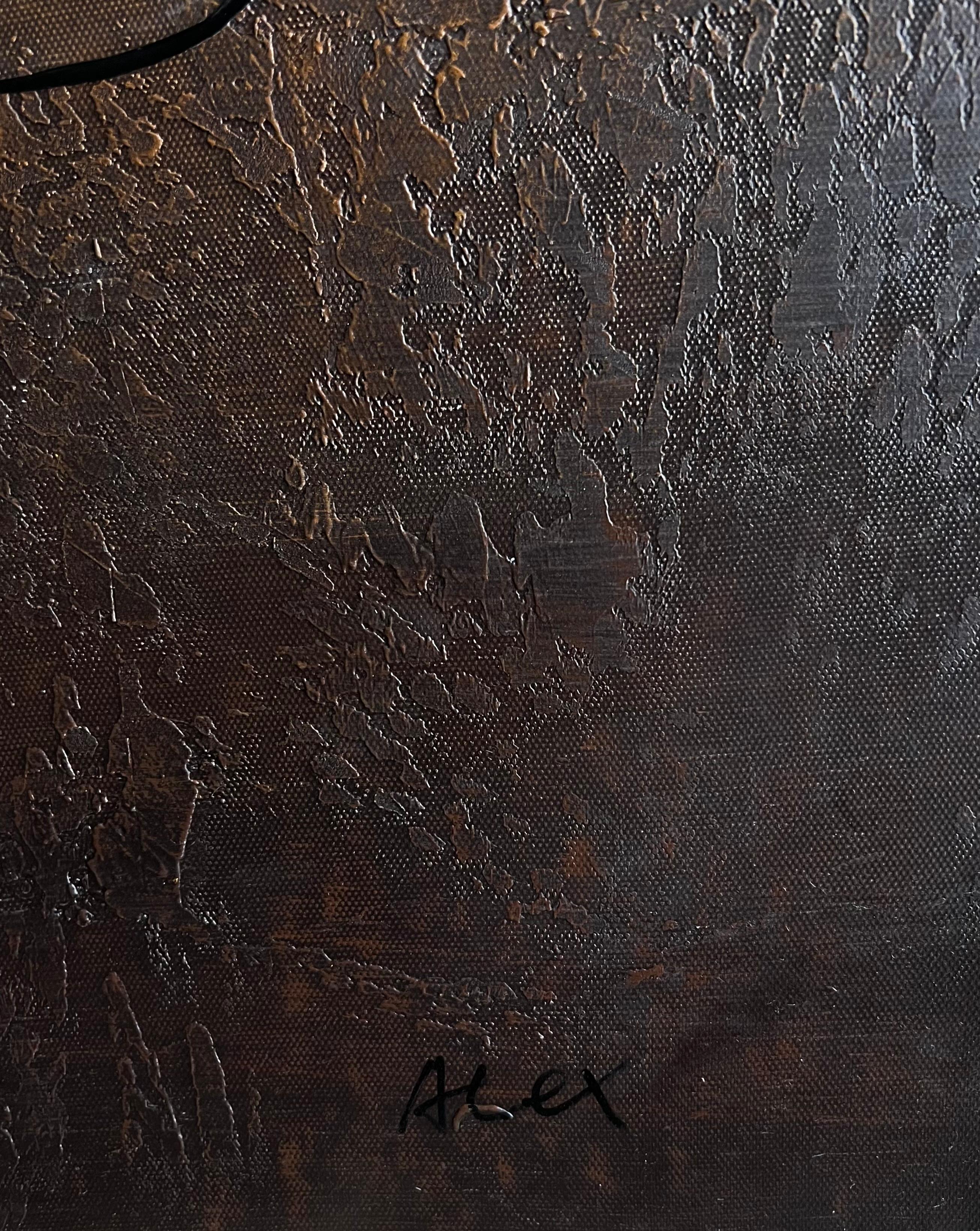 Huge Contemporary Abstract Landscape with Gold Brown Earth Tones Oil Painting For Sale 5
