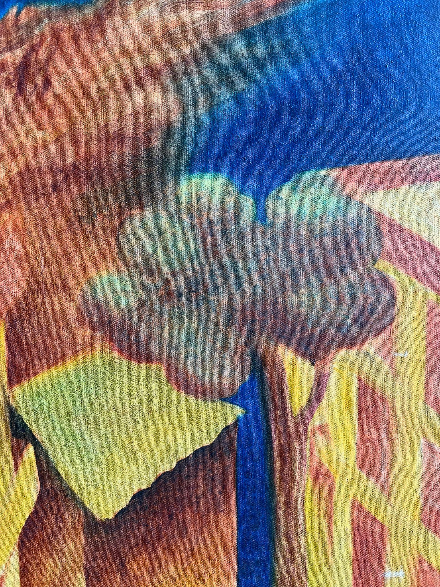 Large 20th Century French Surrealist Landscape with Fiery Phoenix and Mountains For Sale 2