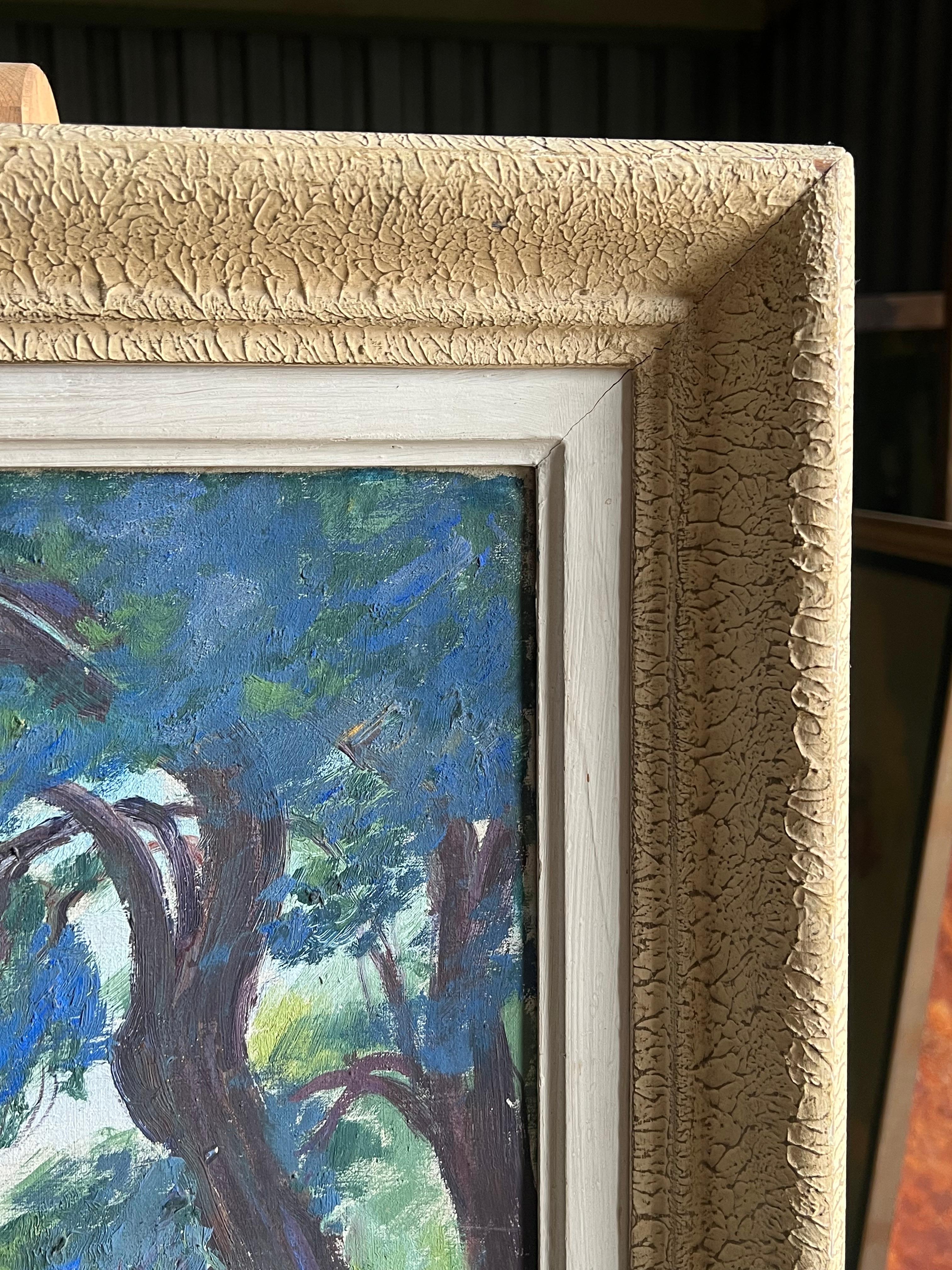 La Costa Azul
Escuela francesa, mediados del siglo XX
firmado
óleo sobre lienzo, enmarcado
enmarcado: 25 x 43 pulgadas
lienzo: 20 x 36,5 pulgadas
Procedencia: Colección privada, Francia
Estado: Buen estado

Descripción
Este hermoso cuadro de paisaje