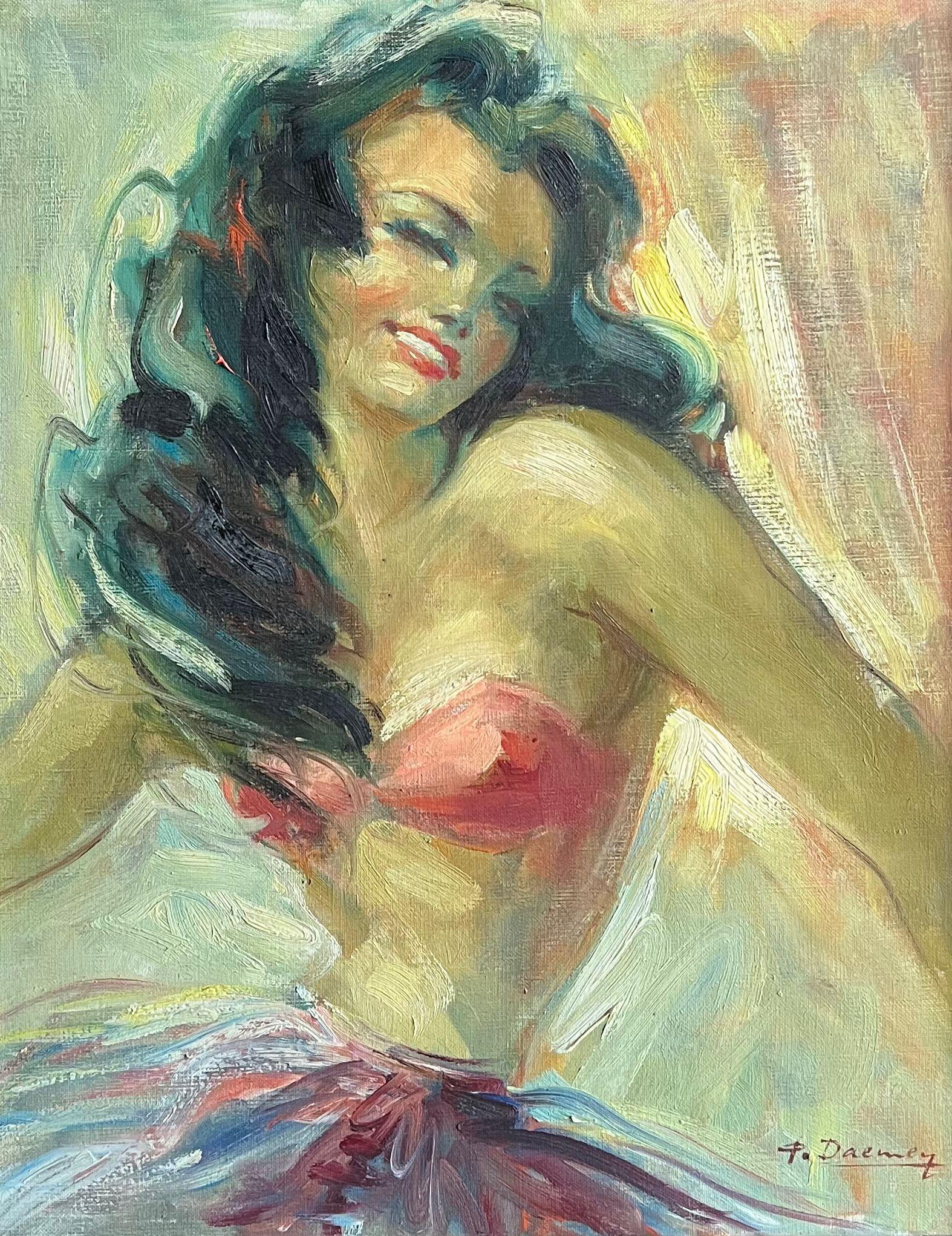 Mid-Century French Impressionist Portrait of a Woman Dancing in Vibrant Colors - Painting by French School