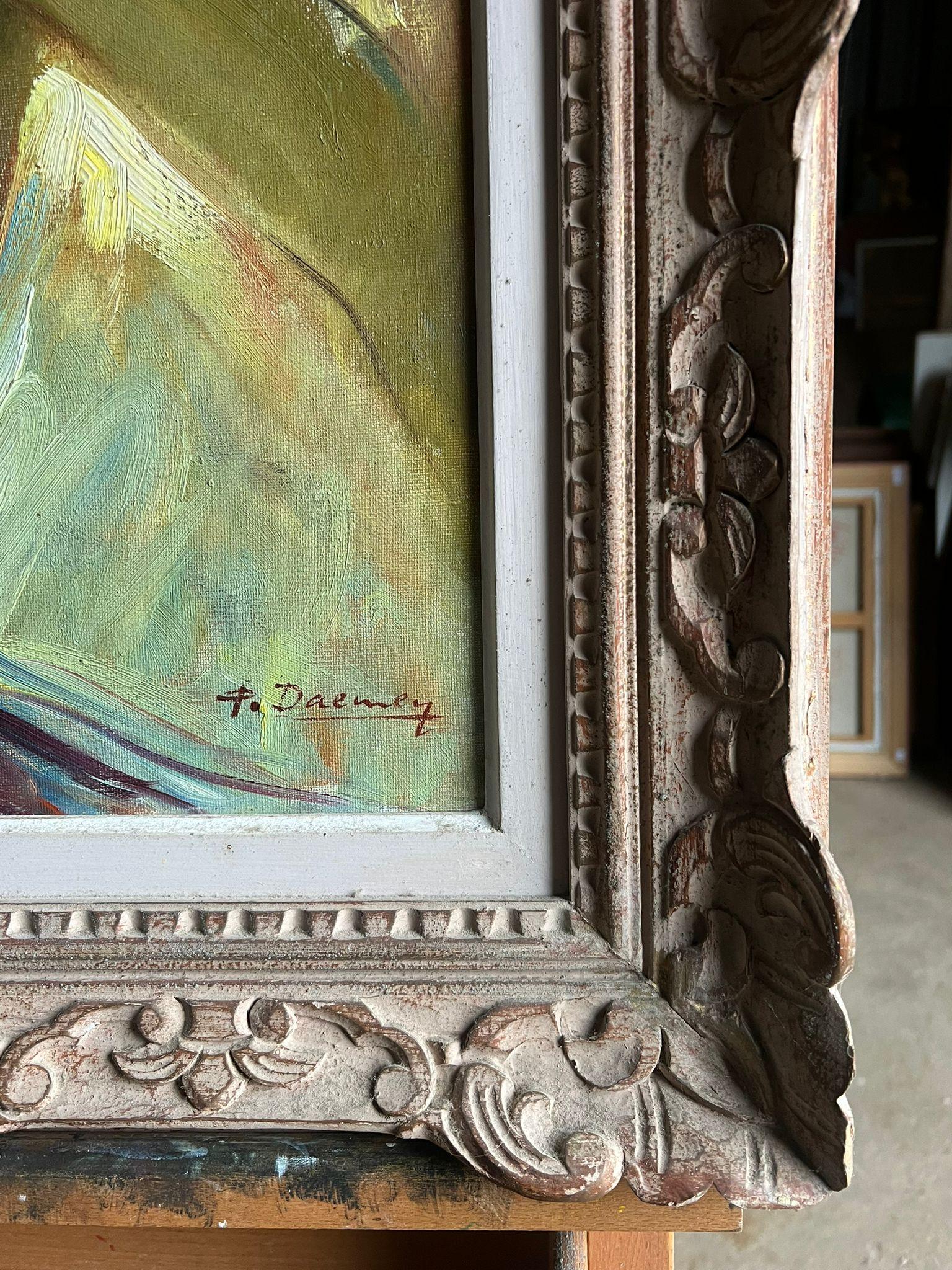 Mid-Century French Impressionist Portrait of a Woman Dancing in Vibrant Colors For Sale 1