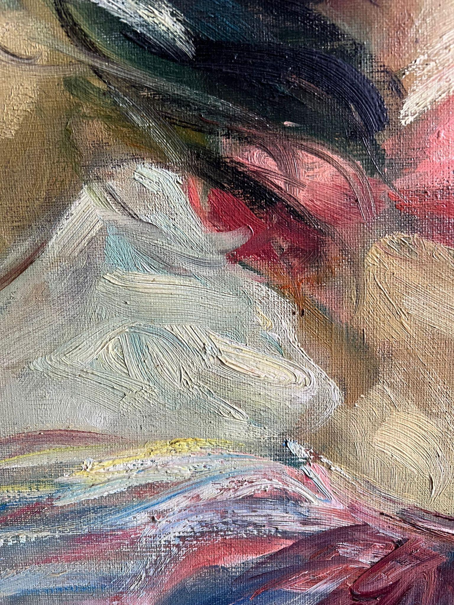 Mid-Century French Impressionist Portrait of a Woman Dancing in Vibrant Colors For Sale 3