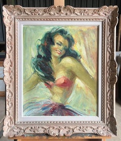 Retrato impresionista francés de mediados de siglo de una mujer bailando en colores vibrantes