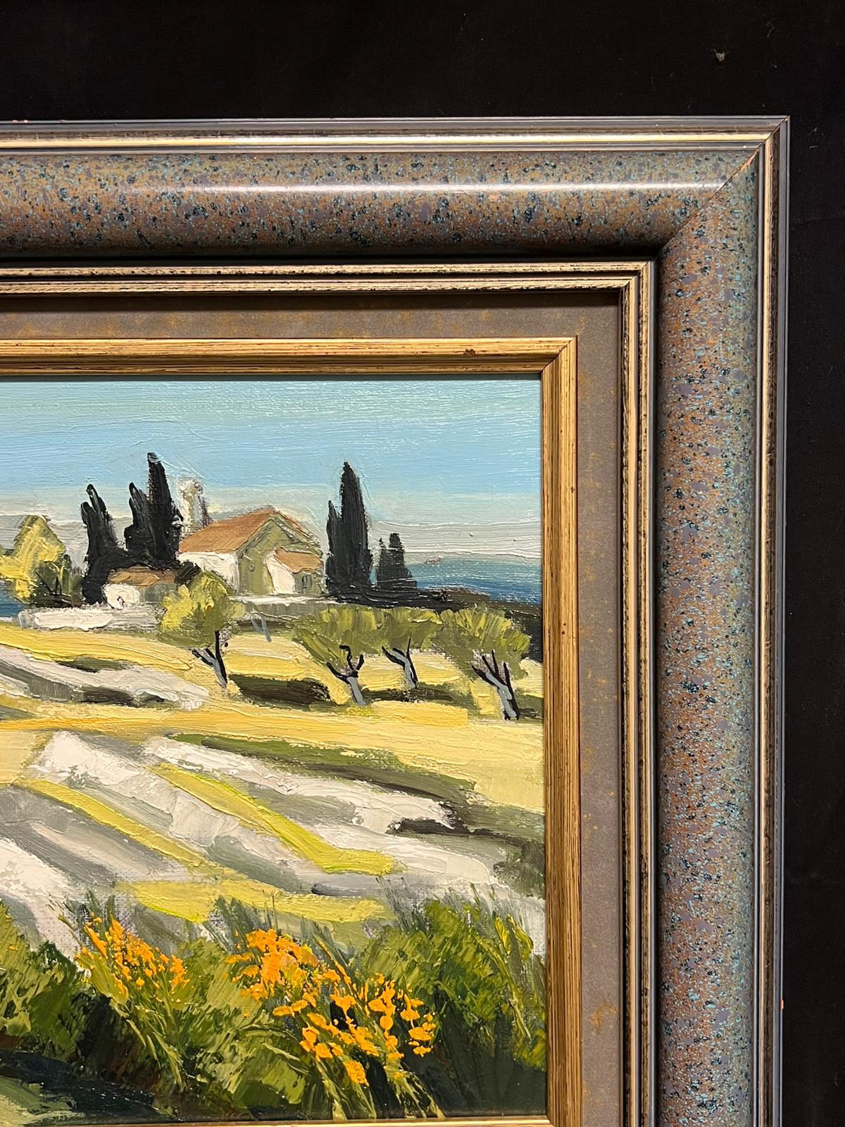 Sunlit Southern French Landscape Cottage Among Olive Trees, Ölgemälde (Post-Impressionismus), Painting, von French School
