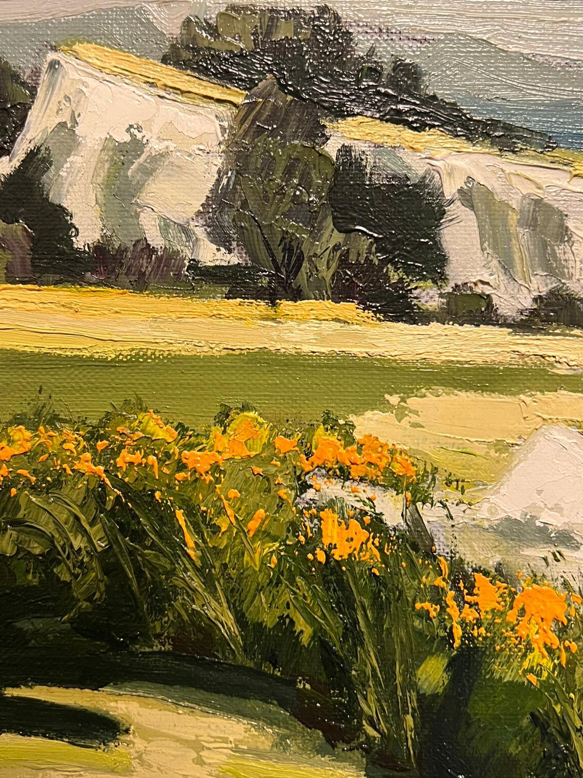 Sonnenbeschienene französische Landschaft
Französische Schule, undeutlich signiert 
verso beschriftet
Öl auf Leinwand, gerahmt
Gerahmt: 17 x 20 Zoll
Leinwand: 11 x 14 Zoll
Provenienz: Privatsammlung, Frankreich
Zustand: Guter