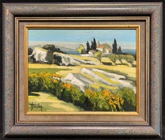 Sunlit Sunlit Southern French Landscape Cottage Among Olive Trees Oil Painting