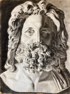 Antique French Head Portrait Greek Roman Head Bust Portrait Bearded Man